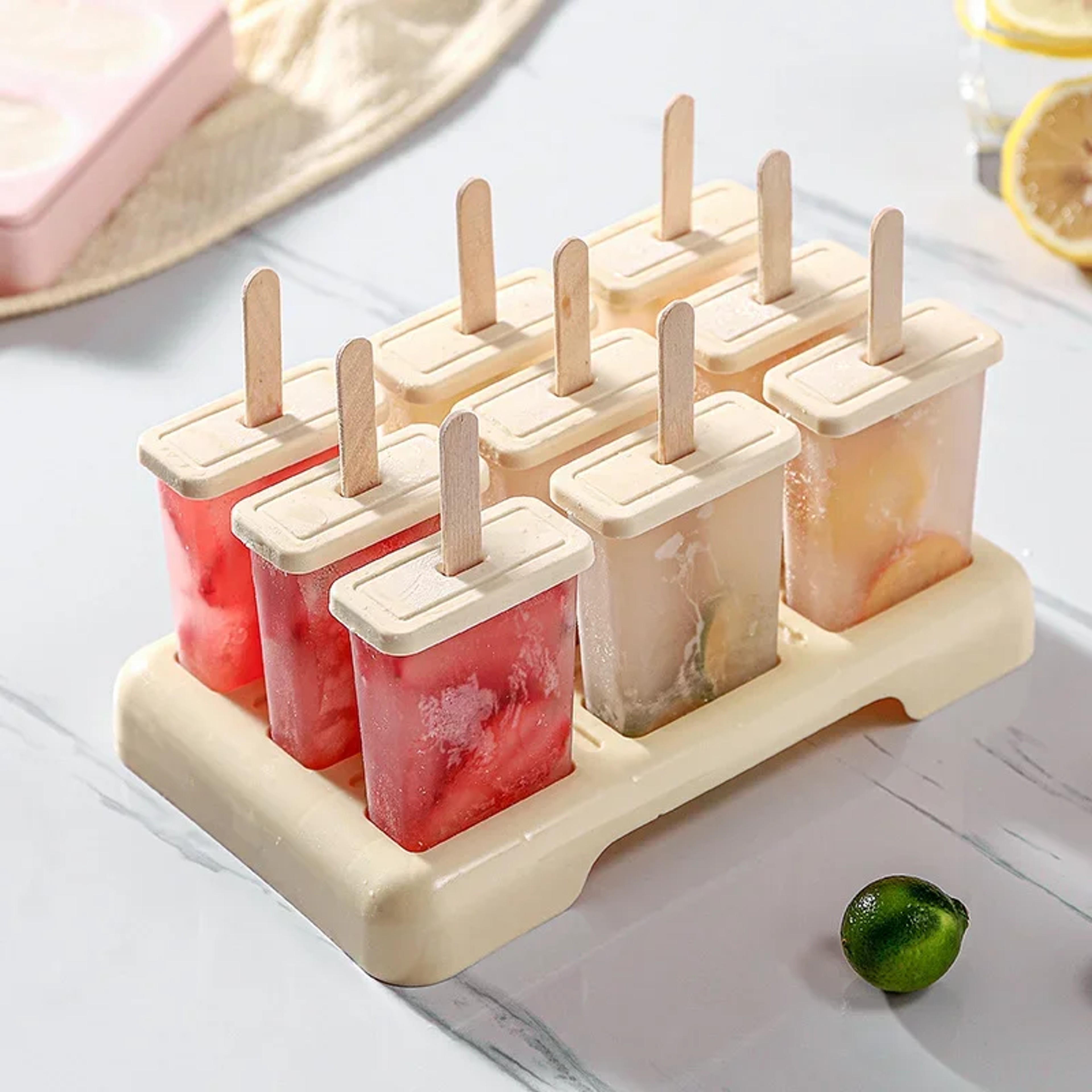 9 Cavity Homemade Popsicle Mold Tray With Reusable Sticks For Ice Cream  Frozen Treats 1