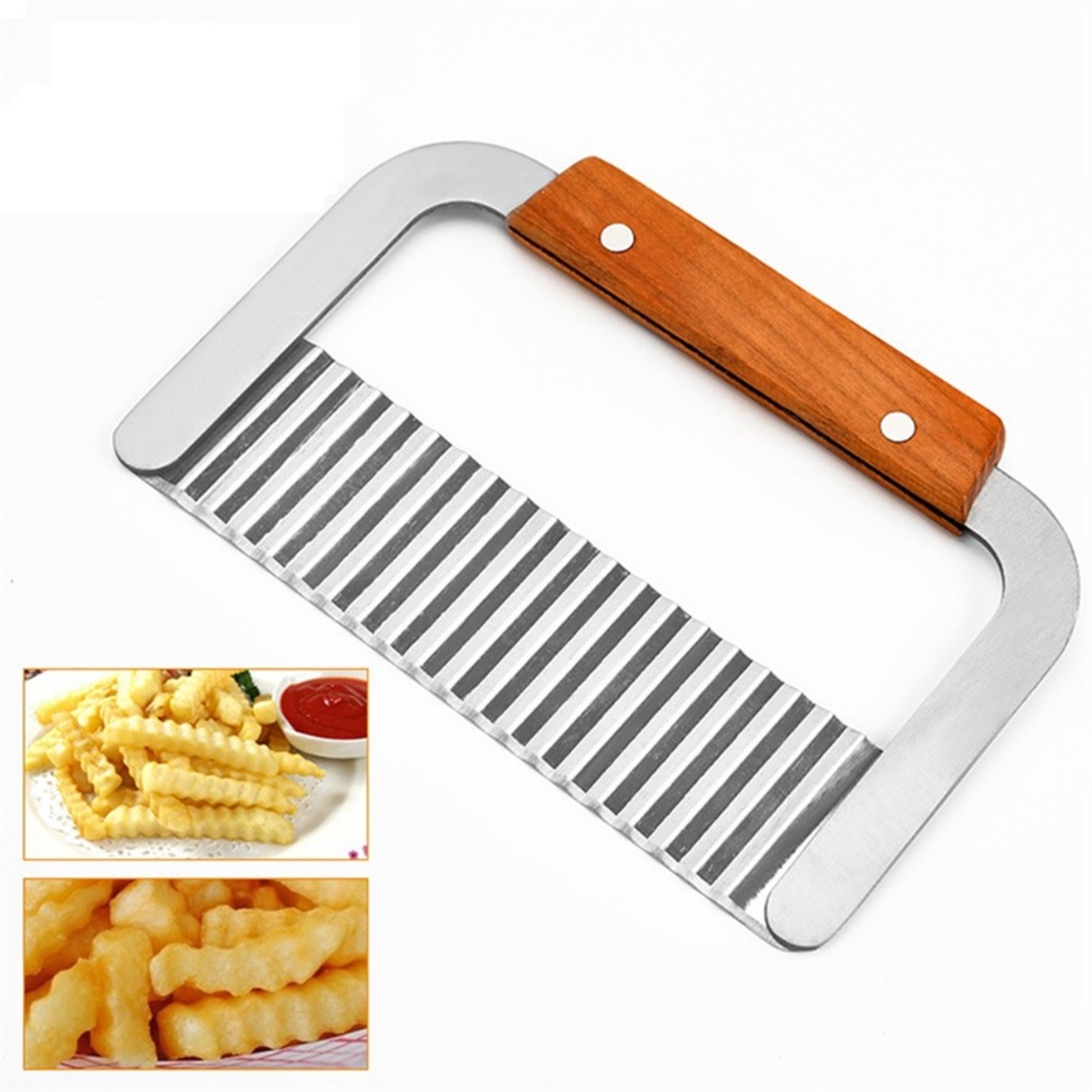 Stainless Steel French Fry Cutter & Crinkle Potato Slicer for Vegetables and Fruits – view 7