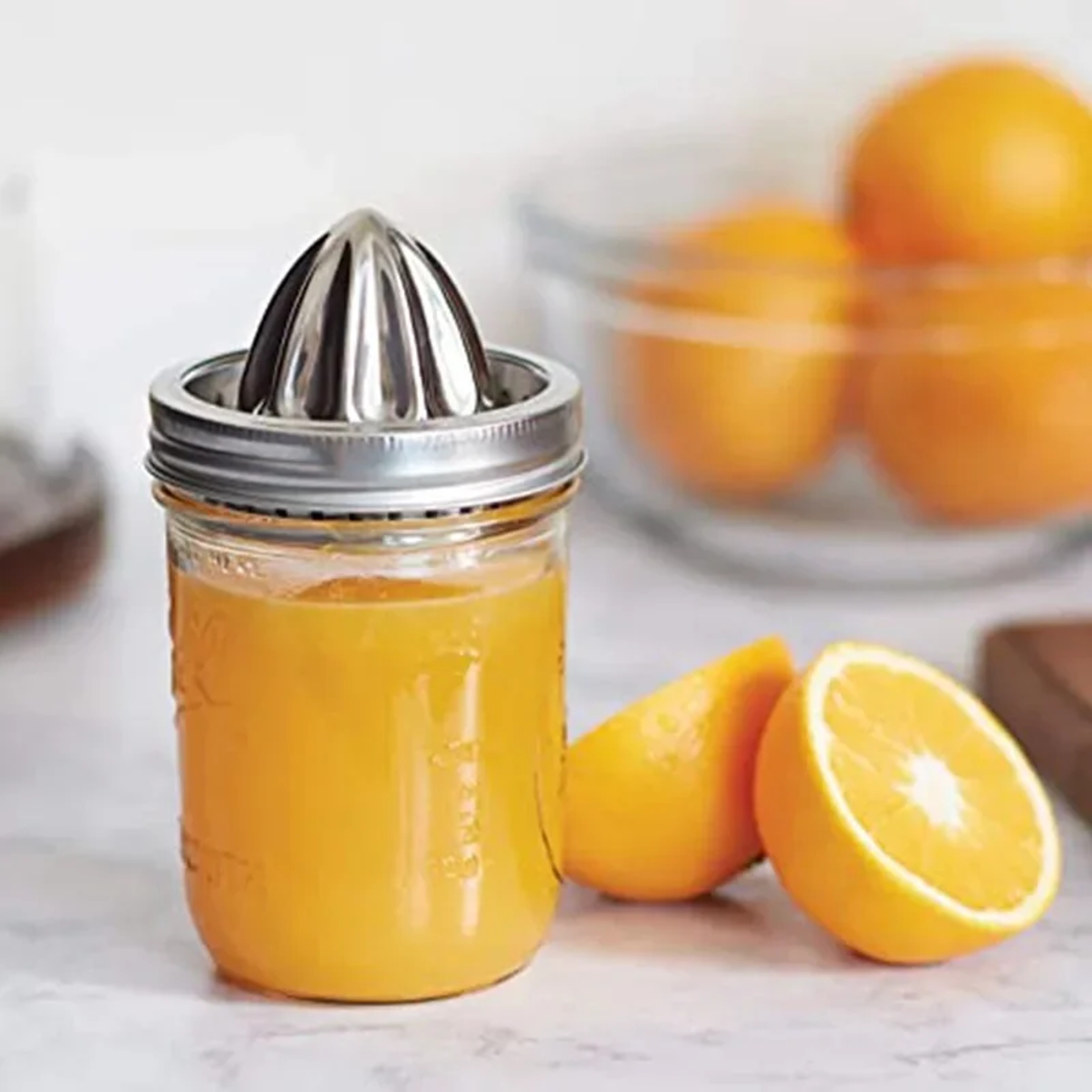 Stainless Steel Mason Jar Citrus Juicer Lid for Wide Mouth Jars Manual Juicing Attachment Cover – view 3