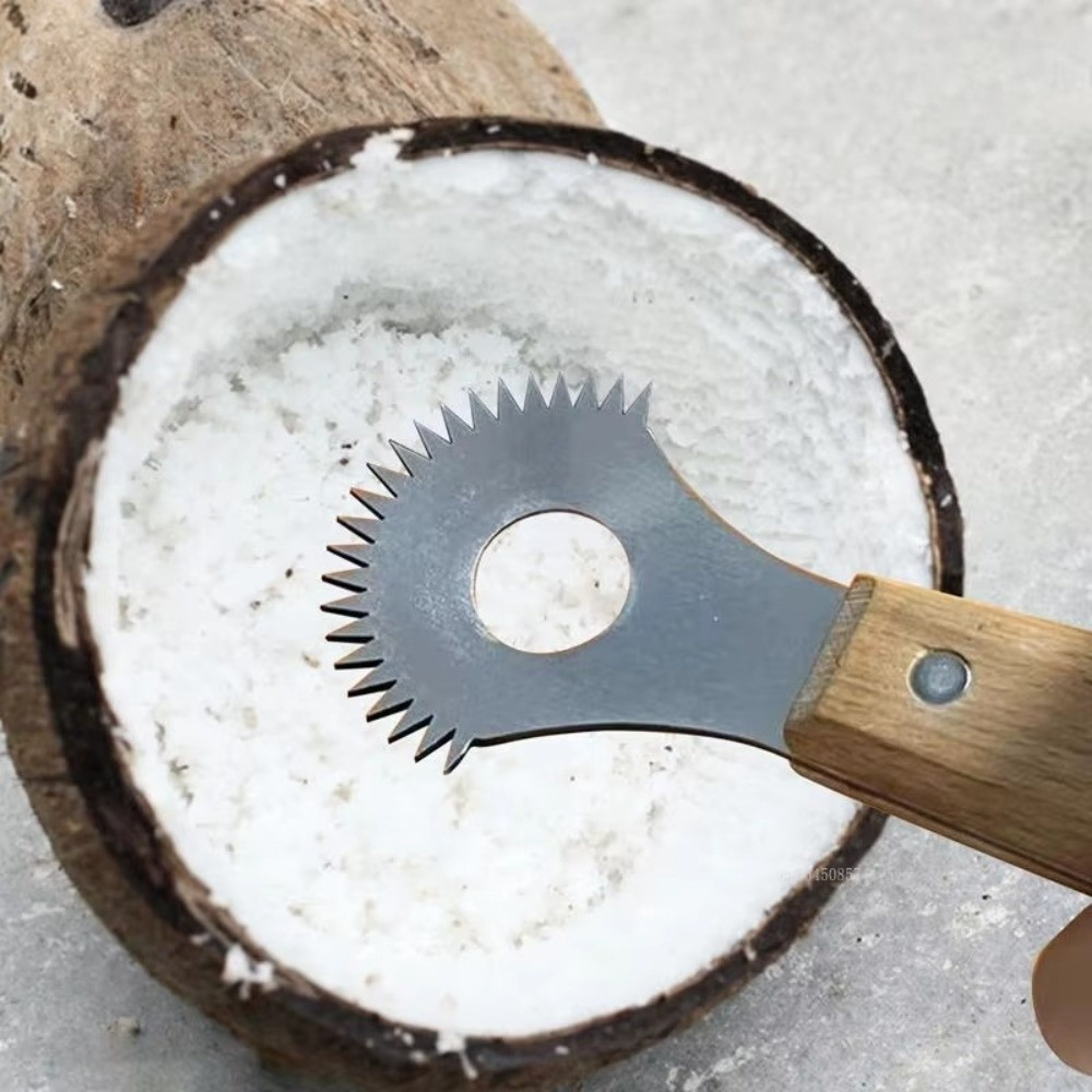 Handcrafted Coconut Meat Scraper & Coconut Milk Maker with Wooden Handle – view 2