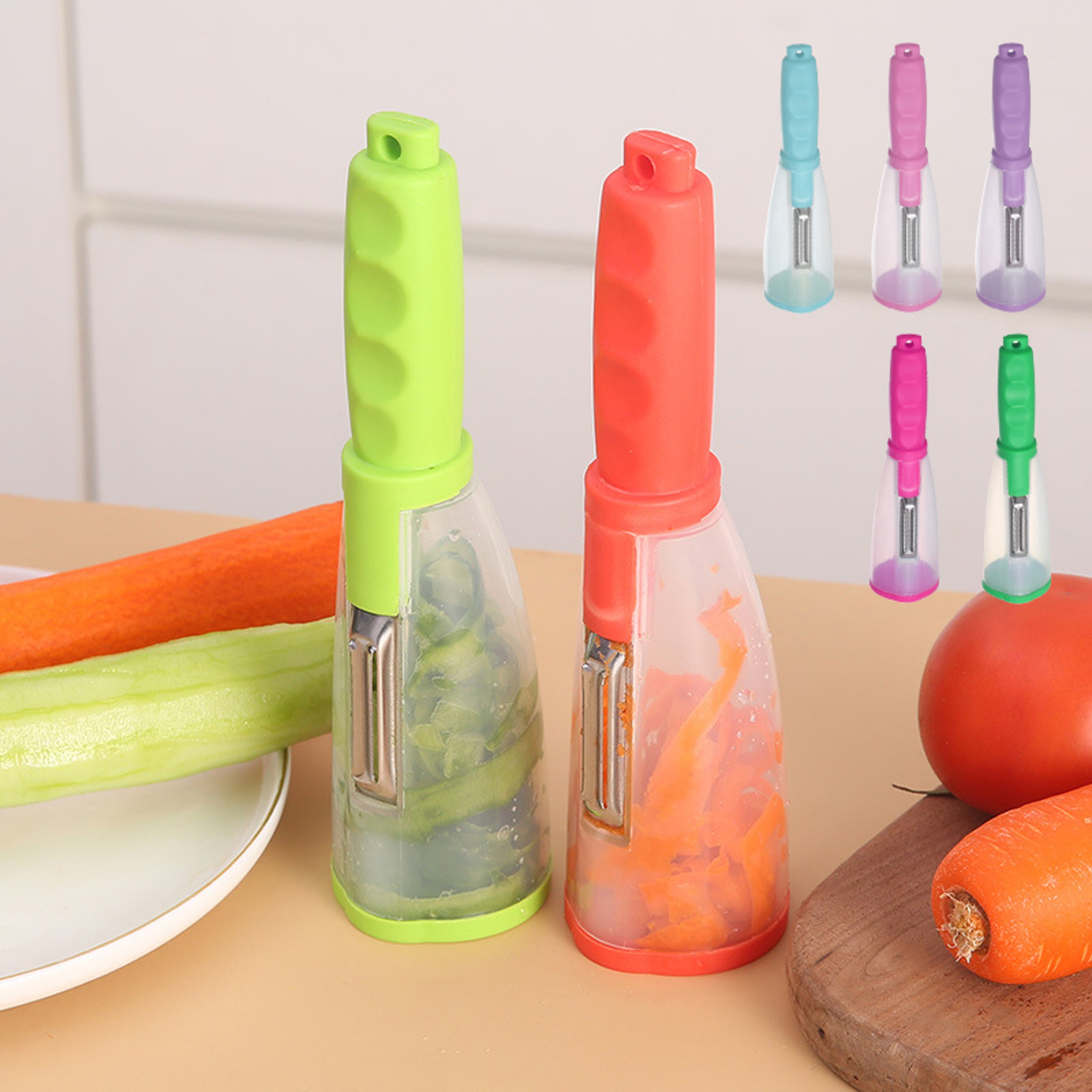 Multifunctional Apple Peeler with Storage Tube Kitchen Vegetable Peeling Knife – view 1