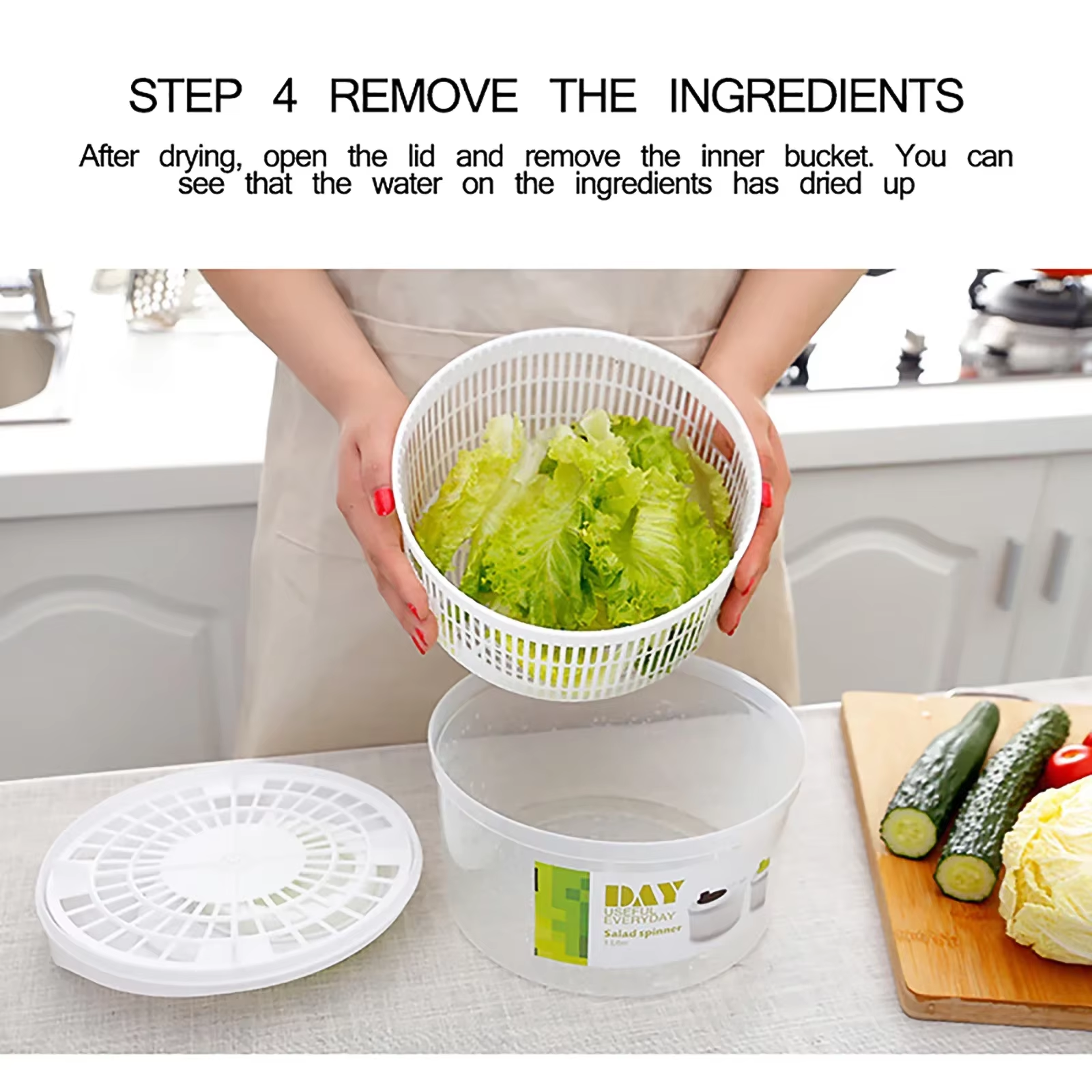 Salad Spinner Lettuce Washer & Vegetable Dryer Strainer for Fresh Greens Kitchen Tool – view 4