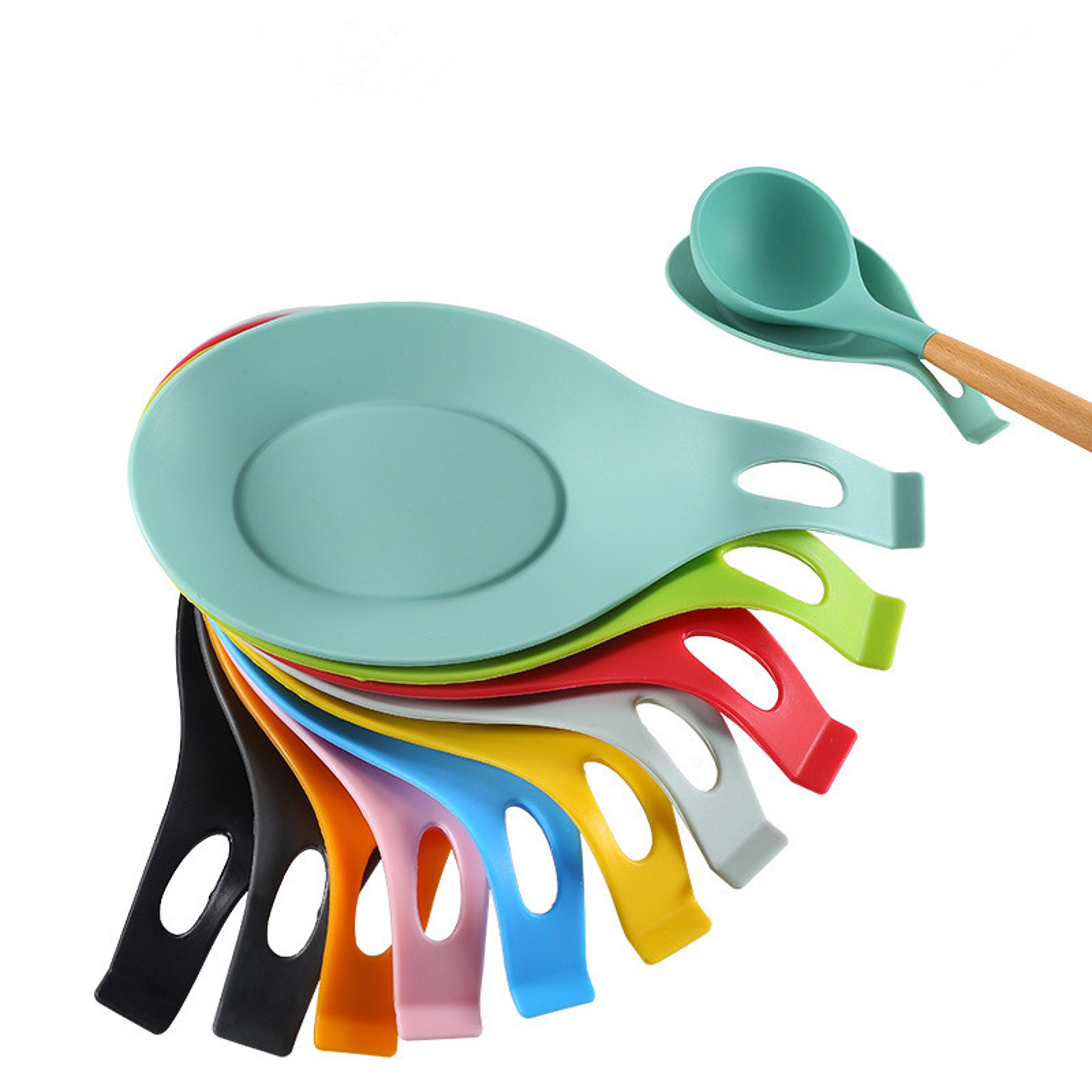 Food Grade Silicone Spoon Rest Mat Heat Resistant Placemat  Utensil Holder For Kitchen 3