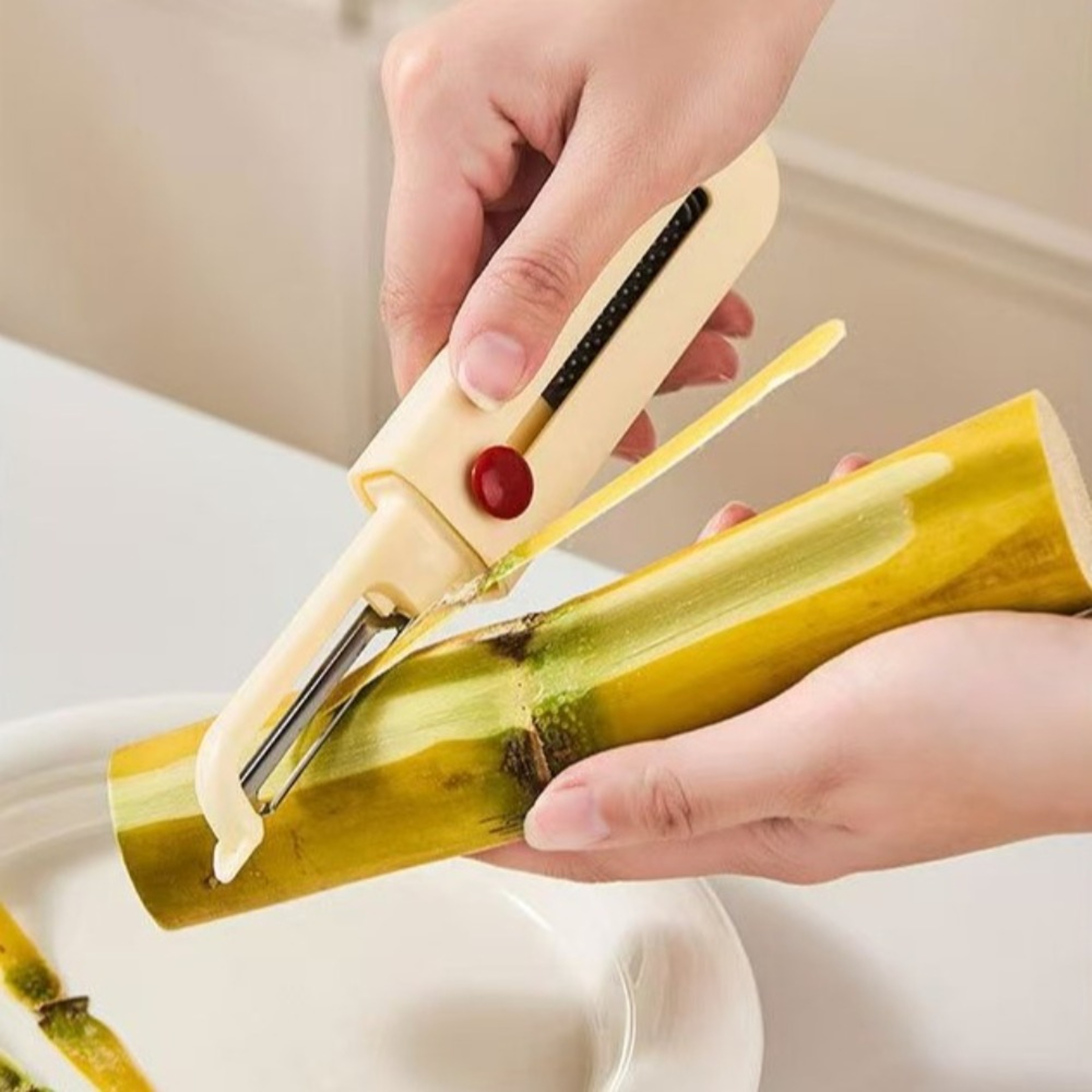 Ergonomic Press Type Vegetable & Potato Peeler with Cleaning Brush Portable Kitchen Fruit Peeler Tool – view 1