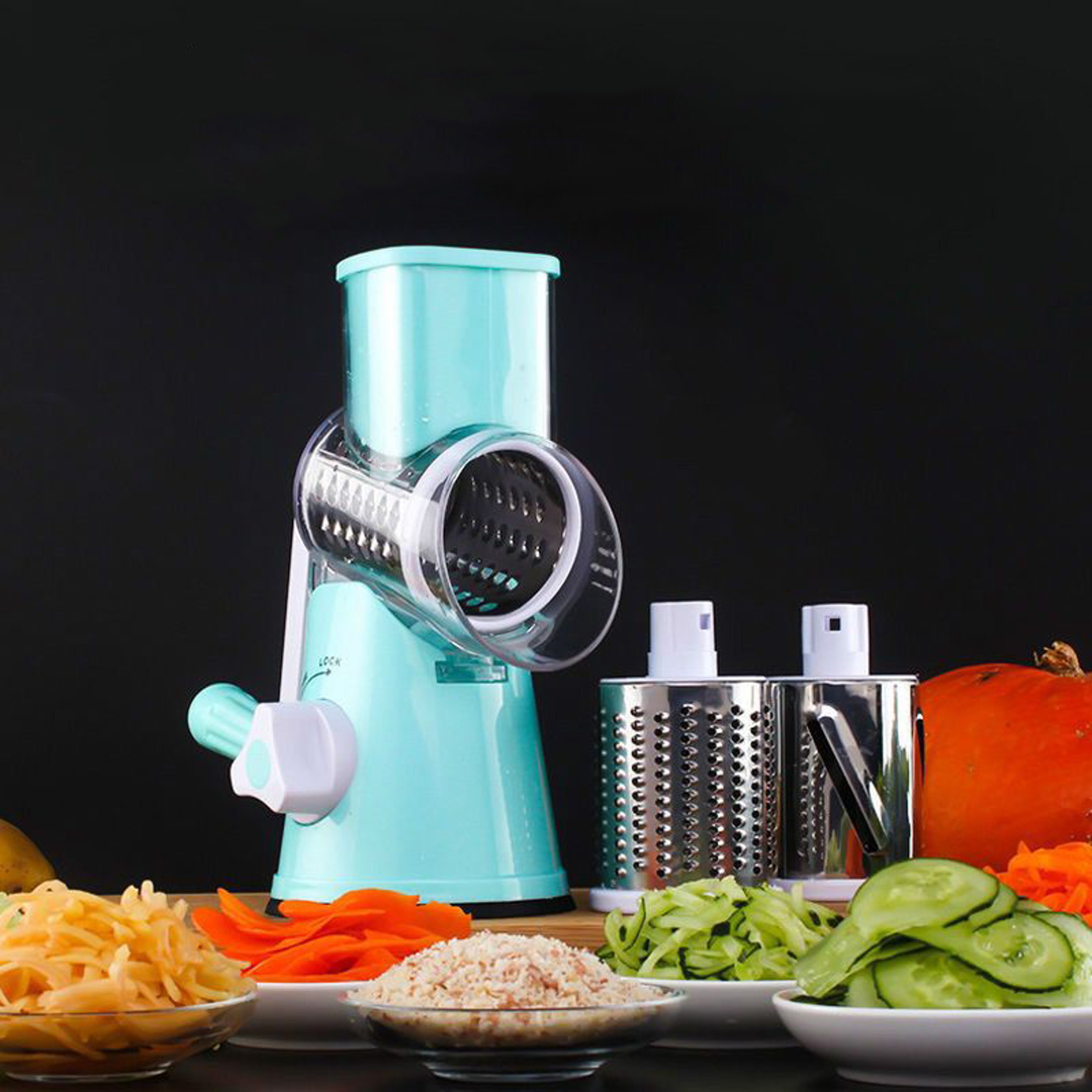 Multi Color Hand Crank Vegetable Slicer Multifunctional Rotary Drum Grater For Kitchen Prep 2