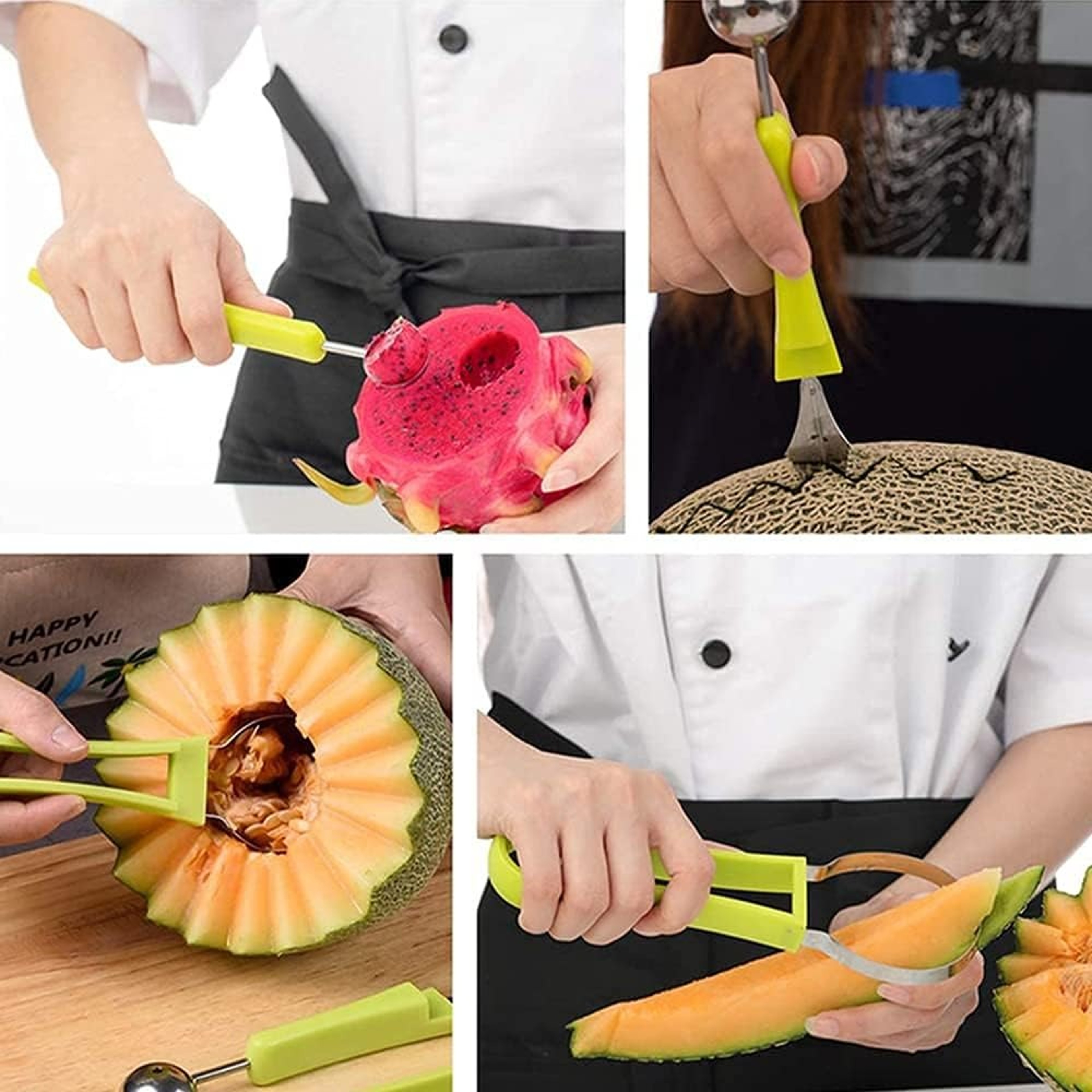 Melon Baller  Watermelon Scoop Stainless Steel Fruit Carving Tool Set 4