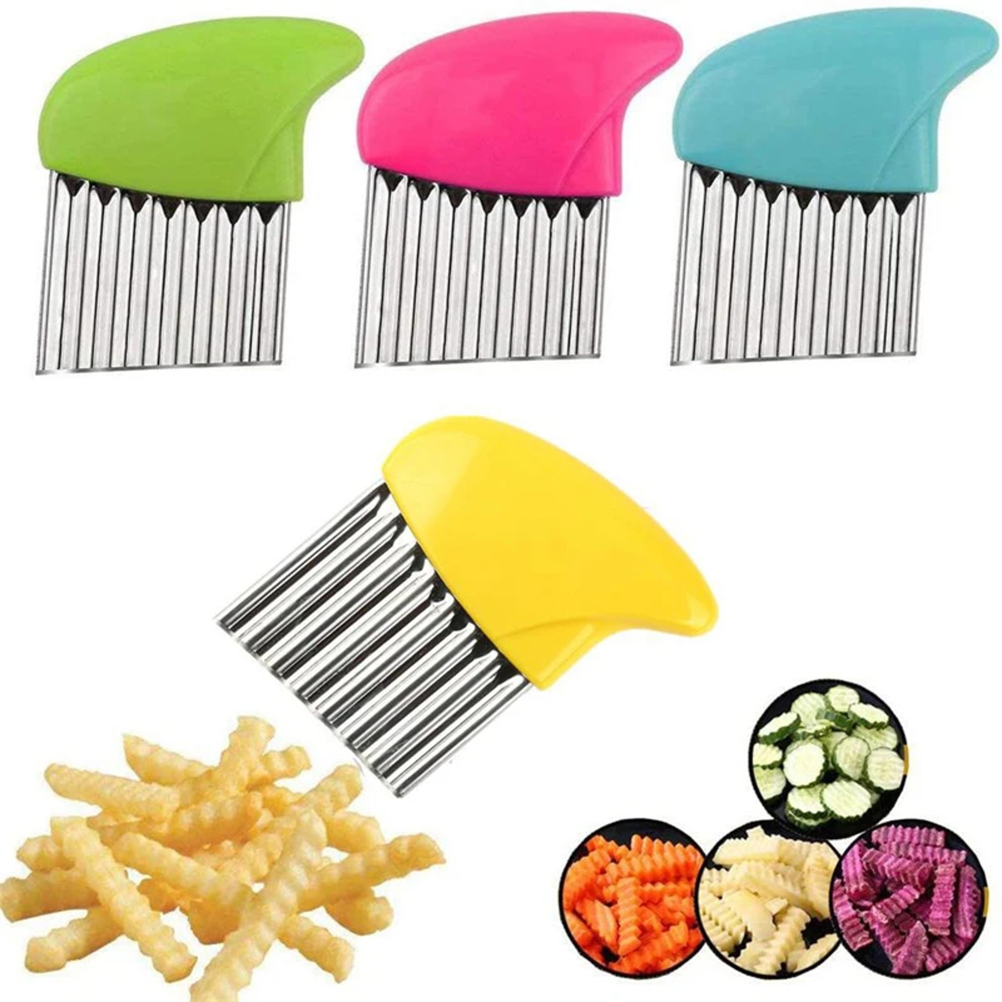 Manual French Fry Cutter Potato Slicer Crinkle Vegetable Chopper Kitchen Tool 3