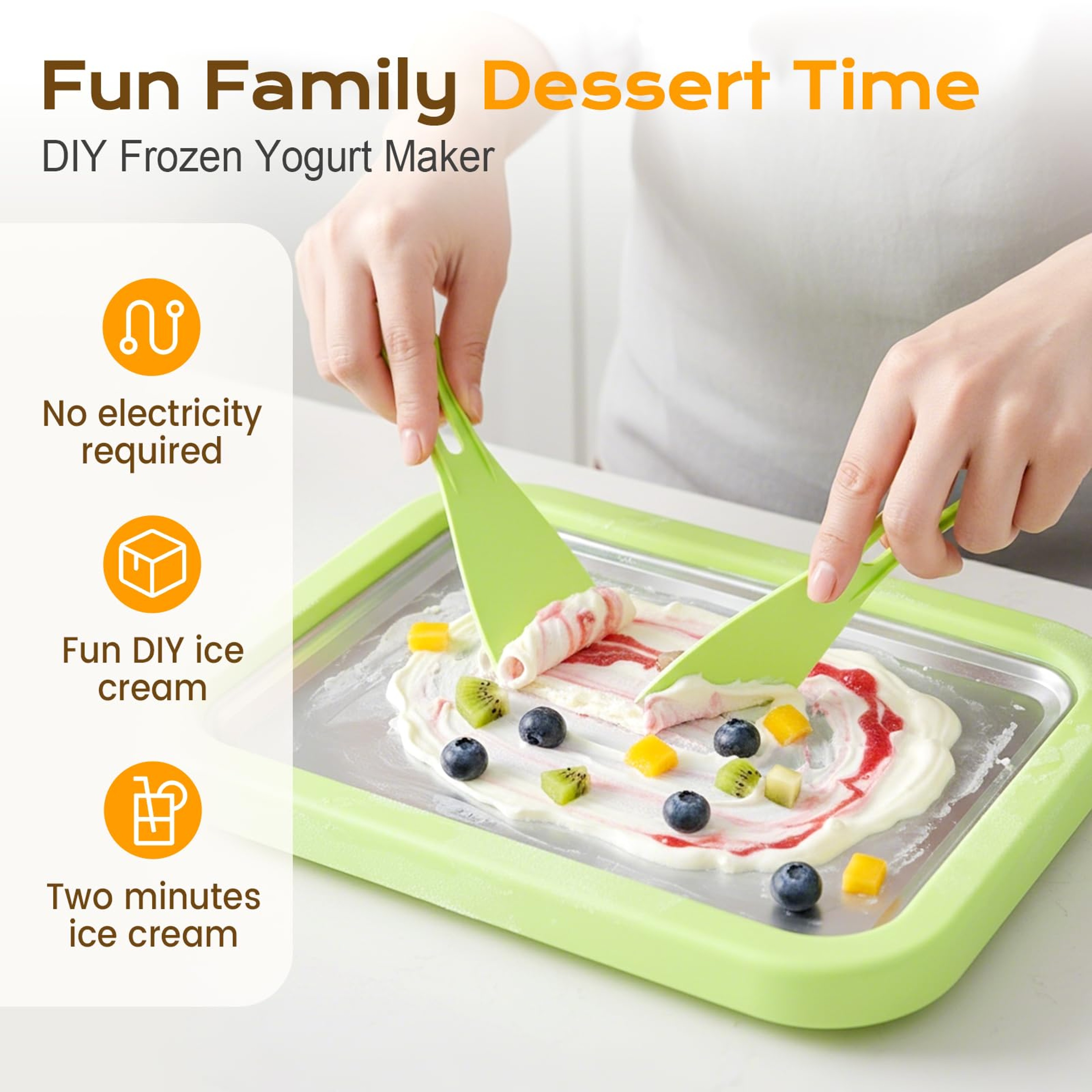 Stainless Steel Rolled Ice Cream Maker DIY Ice Cream Pan for Homemade Frozen Yogurt & Desserts – view 3