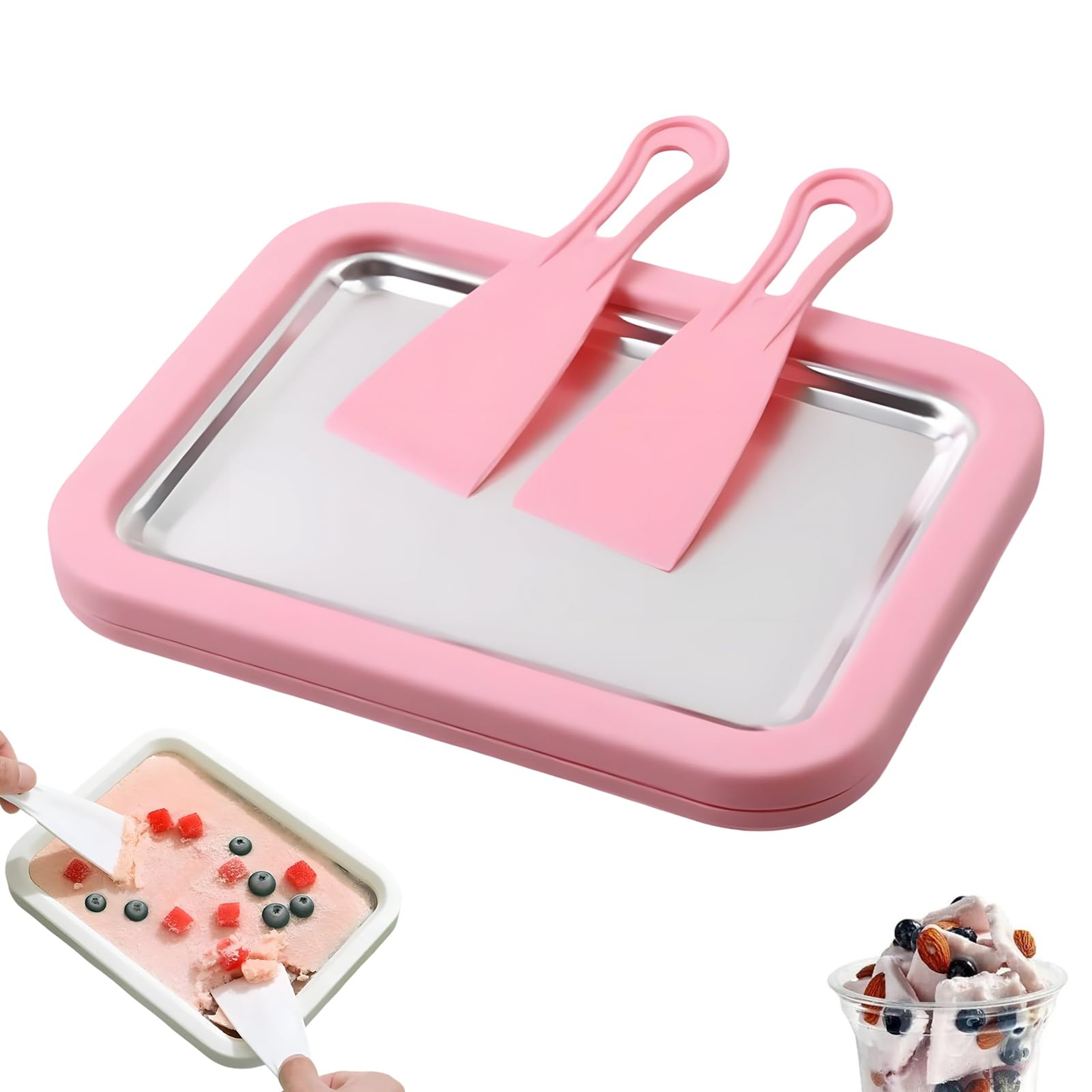 Stainless Steel Rolled Ice Cream Maker DIY Ice Cream Pan for Homemade Frozen Yogurt & Desserts – view 8