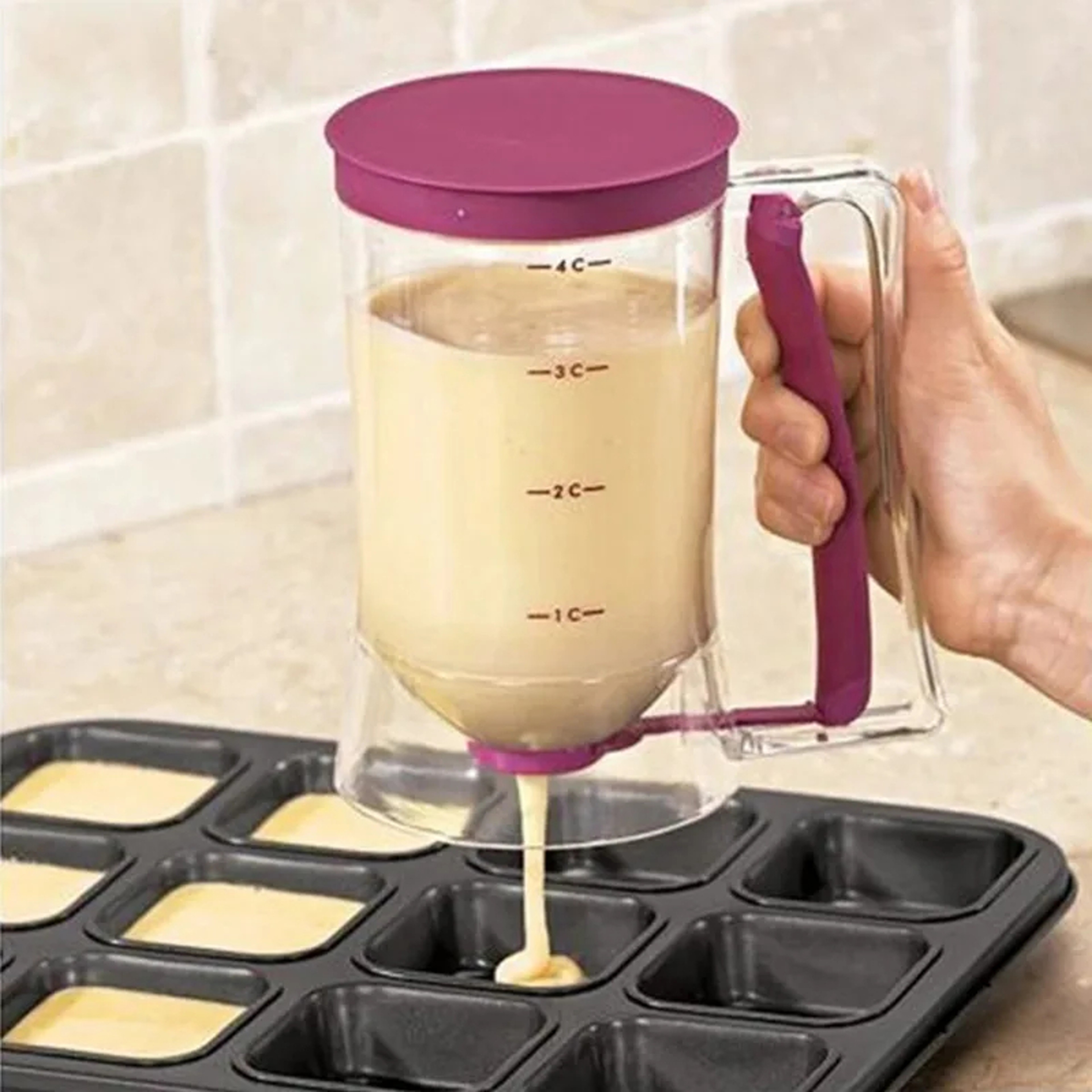 900ml Pancake Batter Dispenser Measuring Cup Funnel Dough Dispenser for Kitchen Baking – view 1