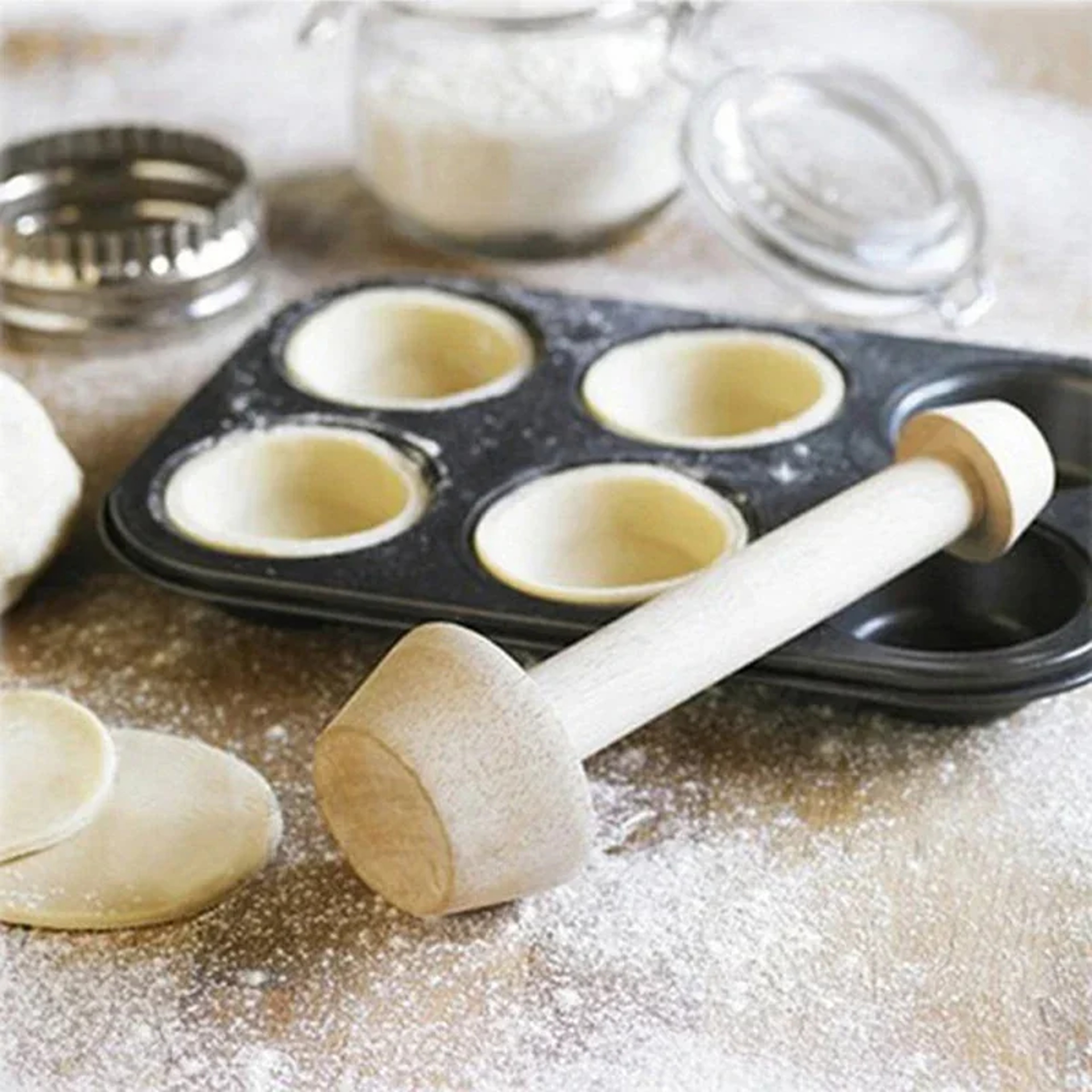 Wooden Egg Tart Press Mold Set for Perfect Pastry Shells – view 1