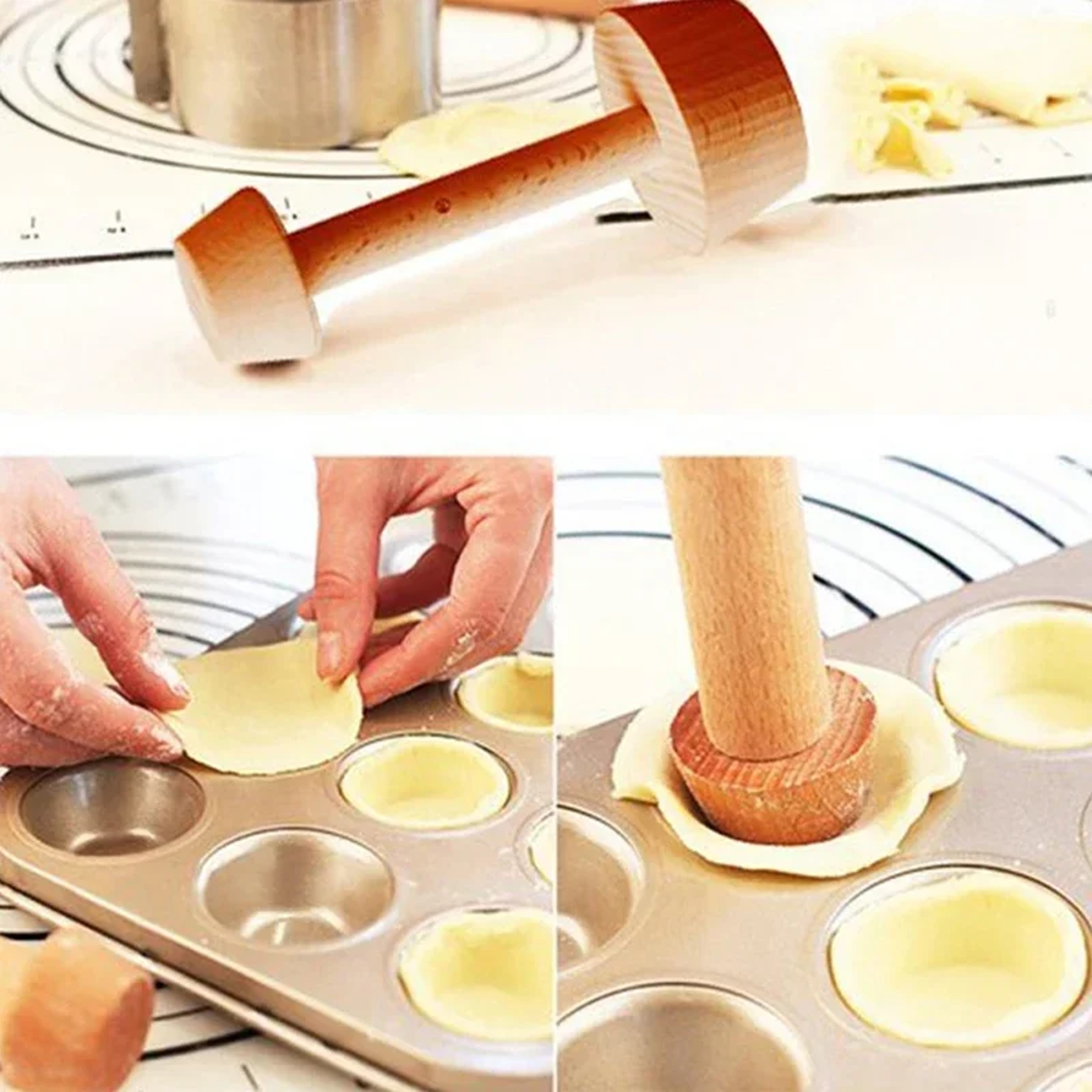 Wooden Egg Tart Press Mold Set for Perfect Pastry Shells – view 4