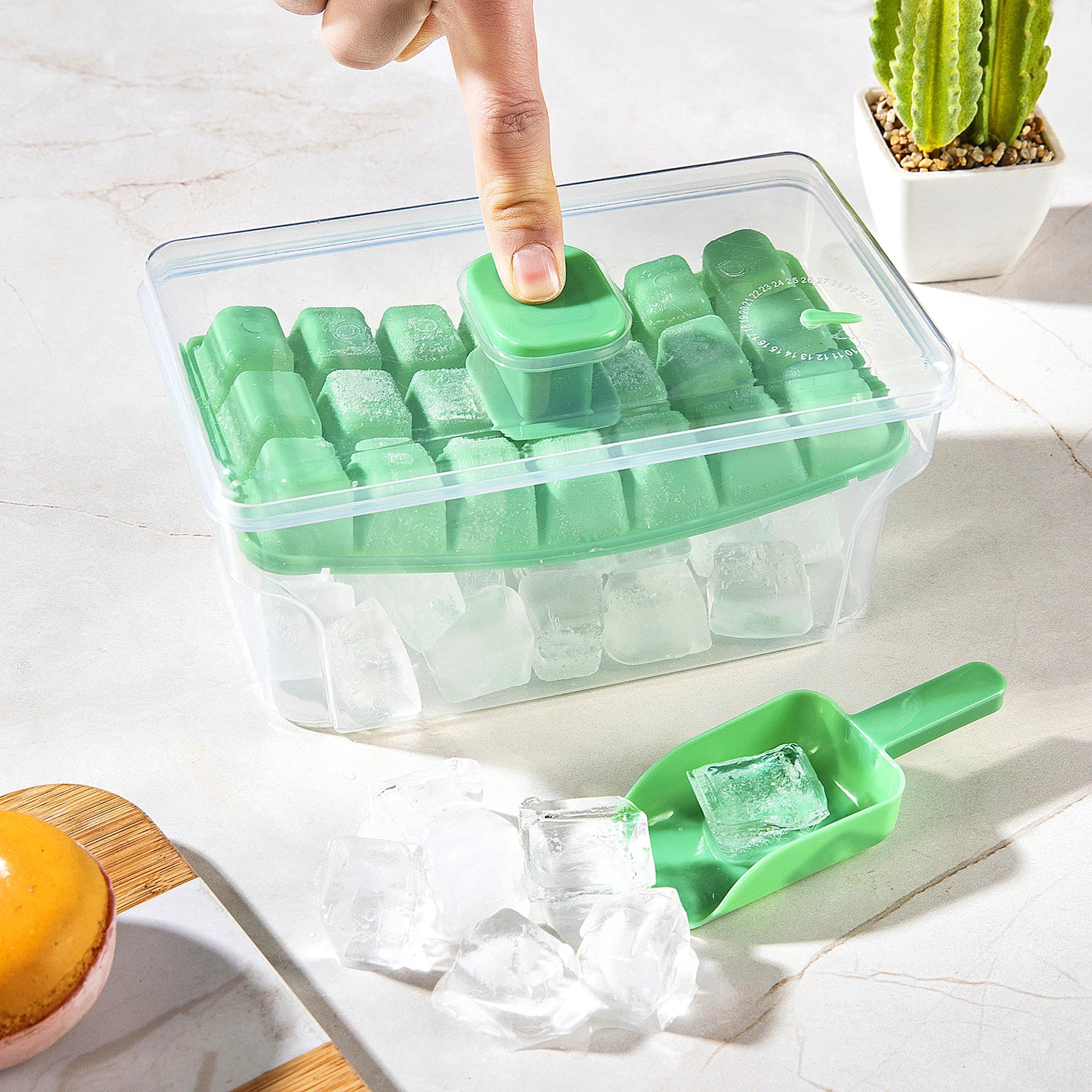 Quick Press Ice Cube Tray Set with Lid & Bin 68 Cube Ice Cube Tray for Easy Release & Storage – view 3