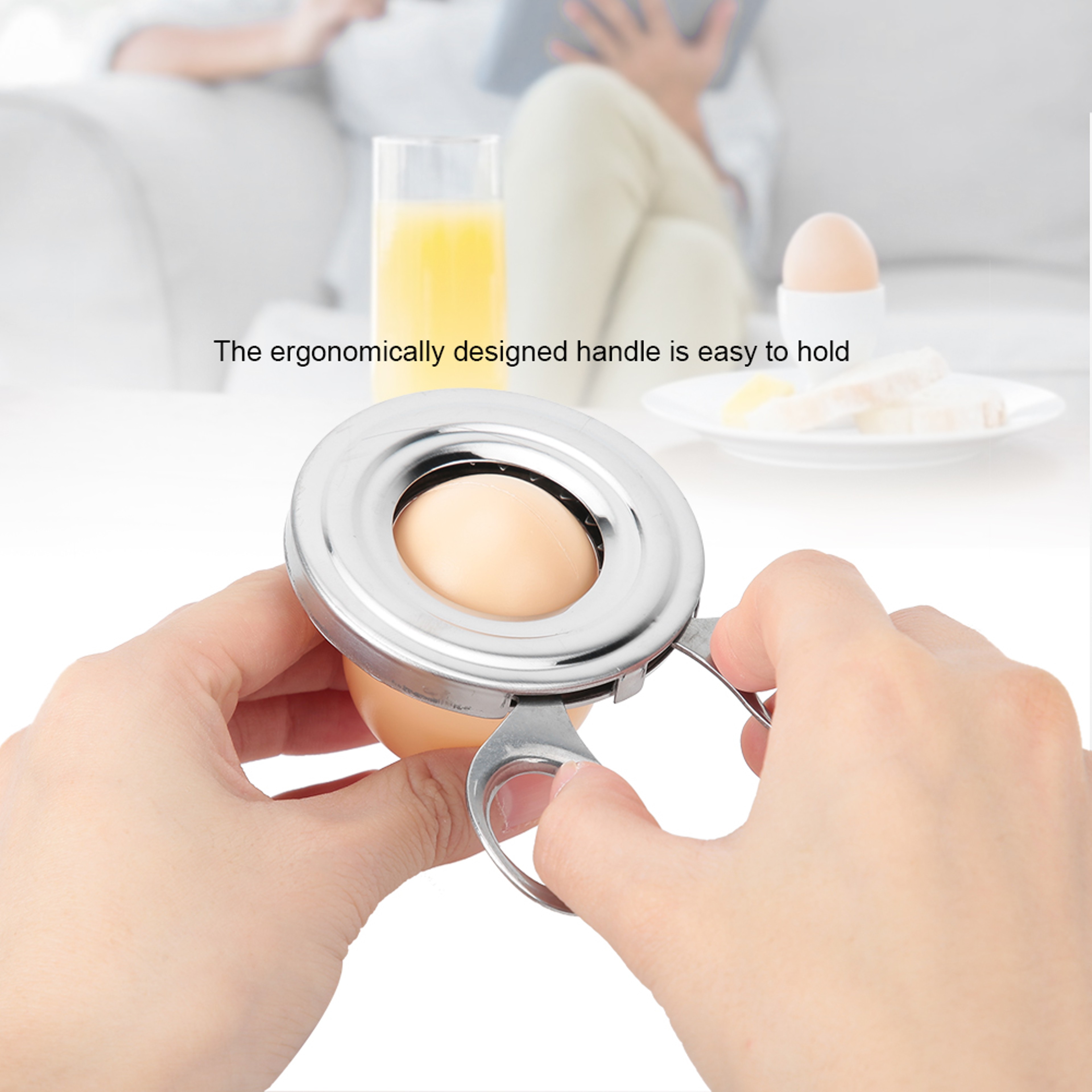 Precision Stainless Steel Egg Shell Cutter for Easy Boiled Egg Peeling – view 2