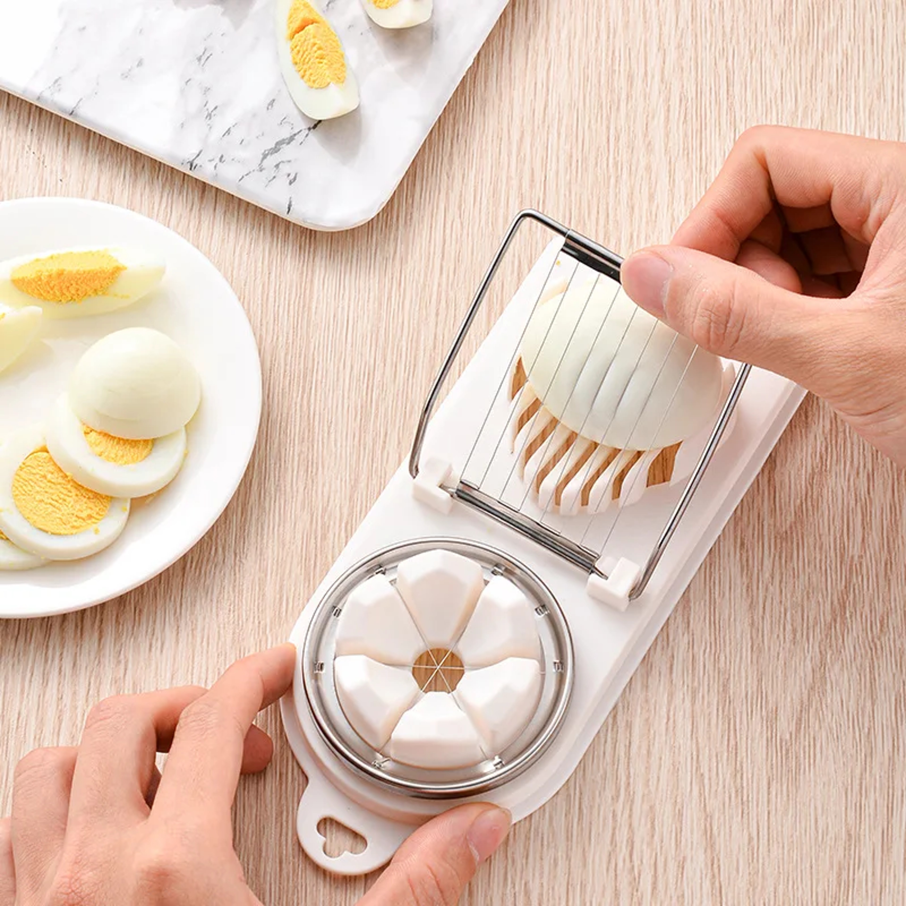 Stainless Steel Egg Cutter & Egg Slicer for Hard Boiled and Preserved Eggs – view 1