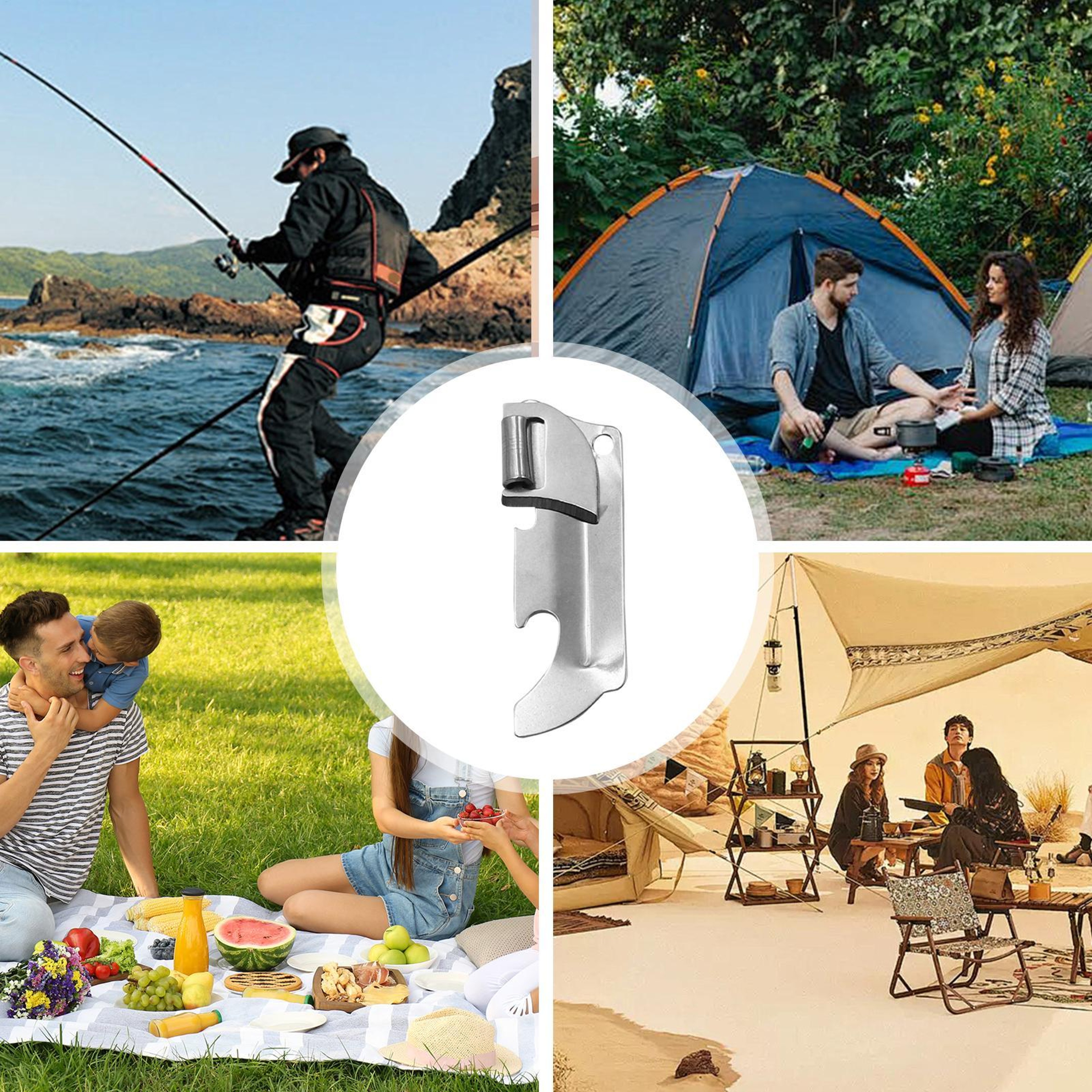 Stainless Steel Manual Can Opener for Beverage & Tin Cans Portable Can Lid Opener for Kitchen & Camping – view 5