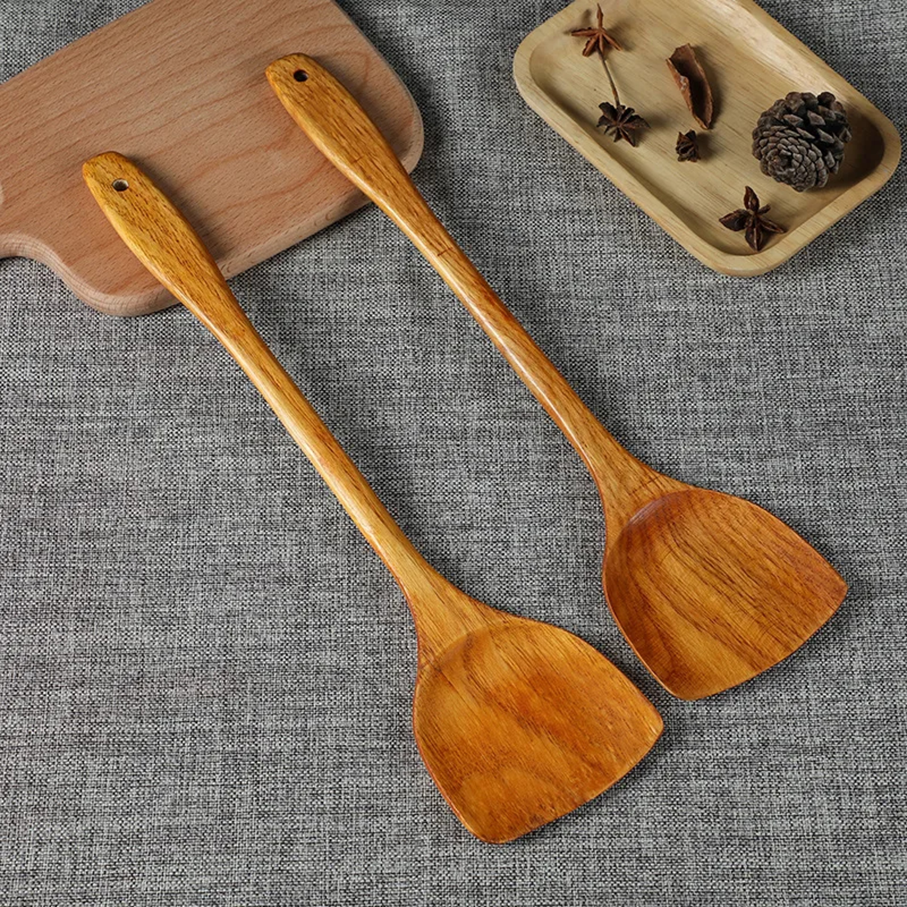 Premium Wooden Cooking Spatula Long Handle Bamboo Kitchen Turner for Non Stick Cookware – view 1