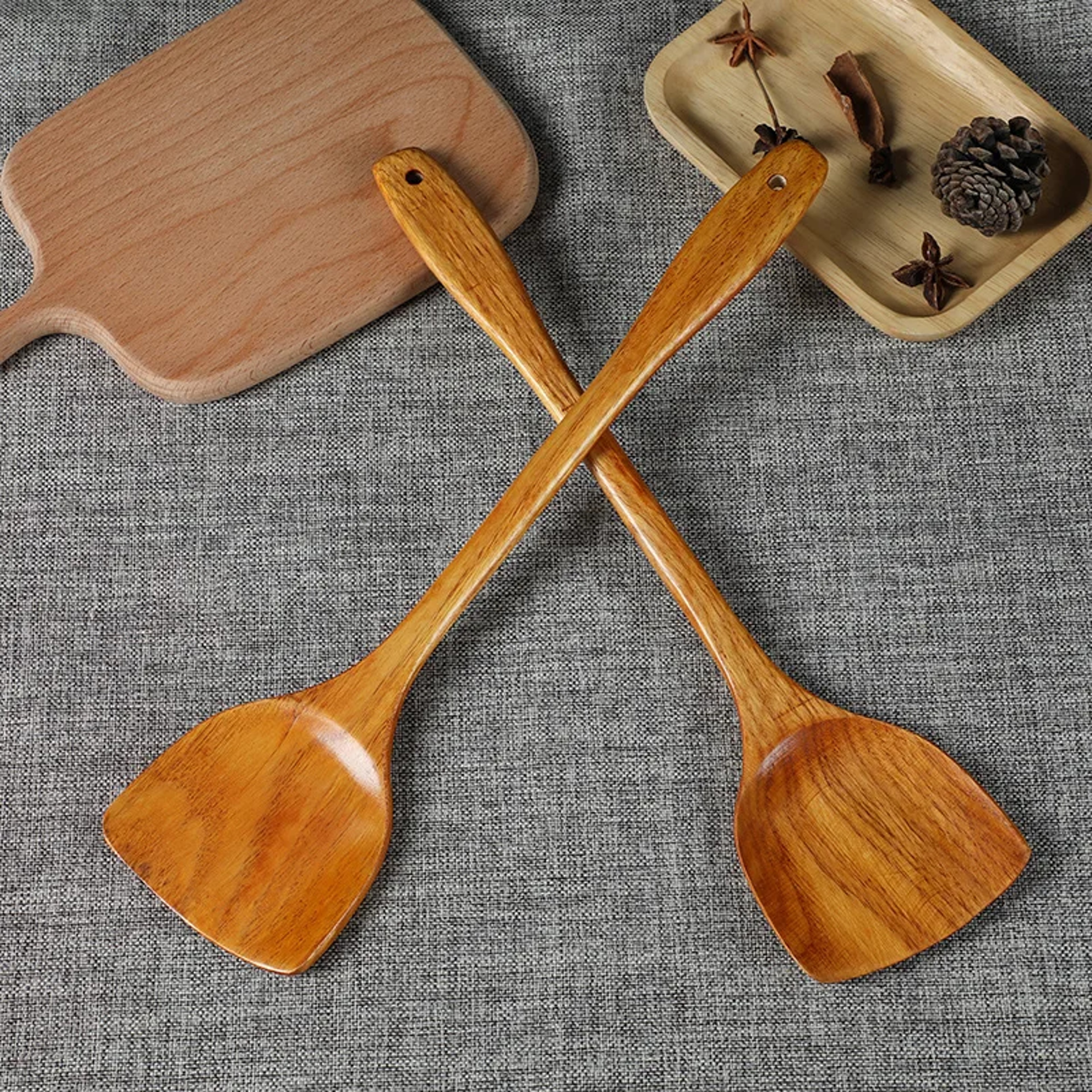 Premium Wooden Cooking Spatula Long Handle Bamboo Kitchen Turner for Non Stick Cookware – view 3