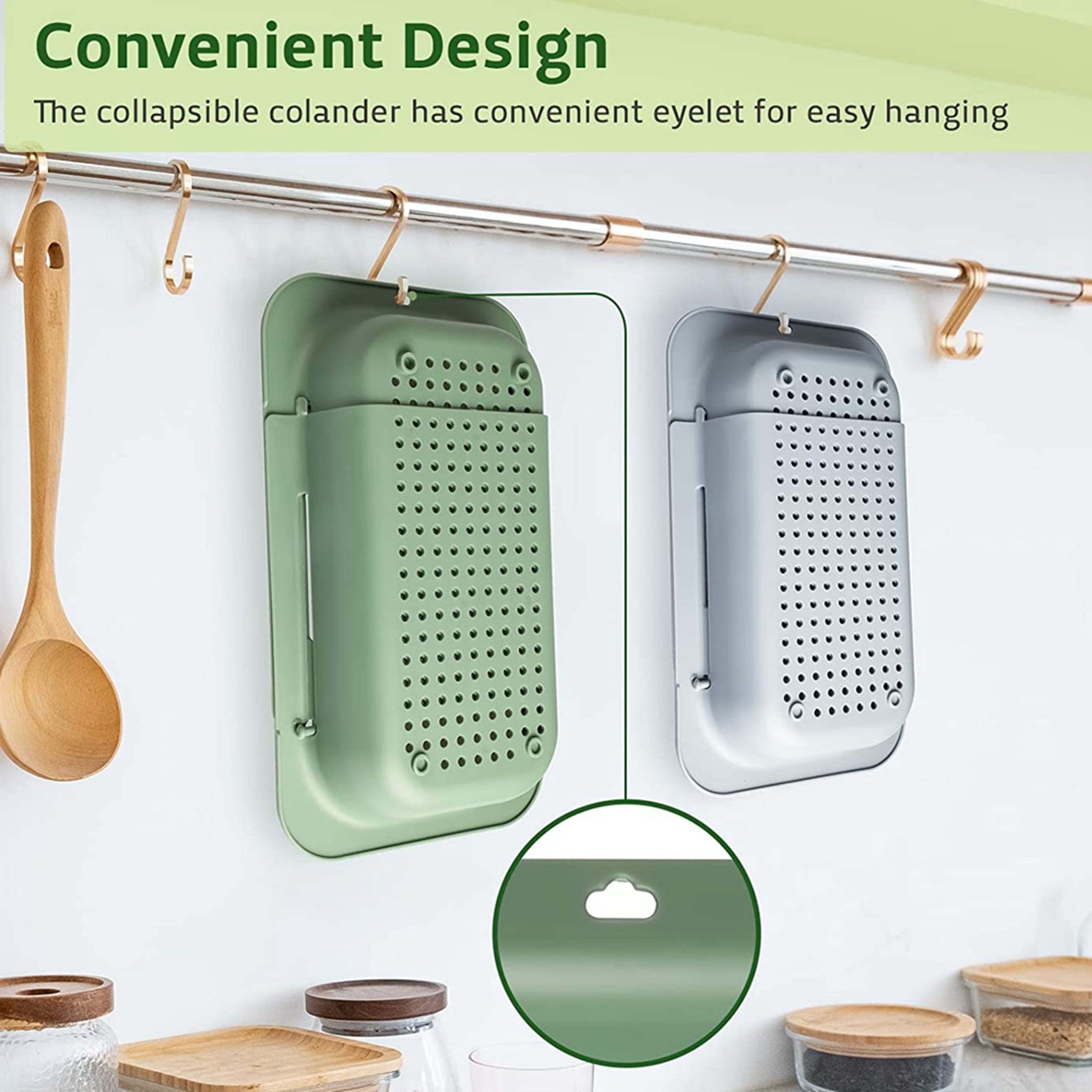 Collapsible Over the Sink Colander with Extendable Handles for Fruits, Vegetables & Pasta – view 5