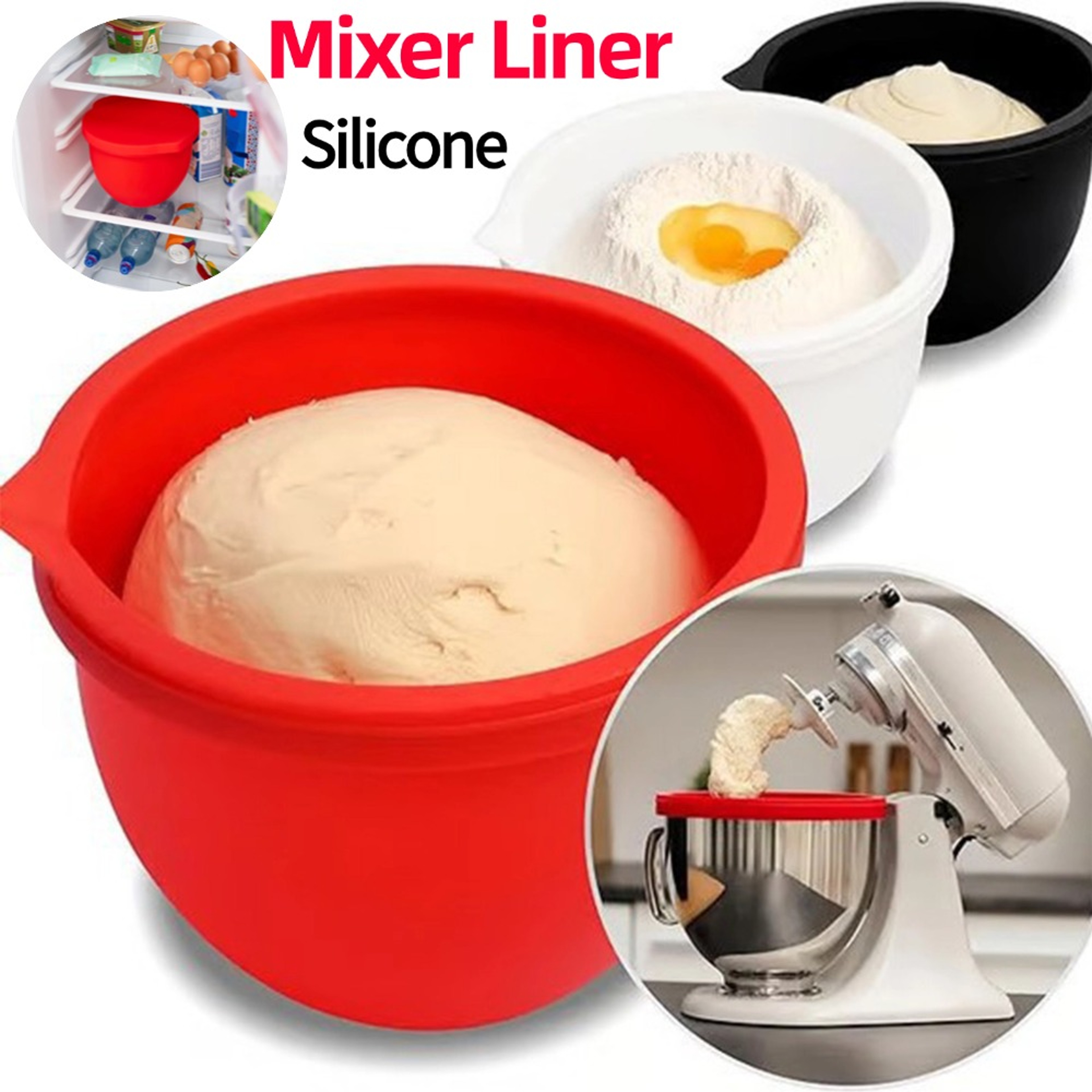 KitchenAid Mixer Bowl Liner with Lid Reusable Silicone 5 Qt Mixer Accessories – view 2