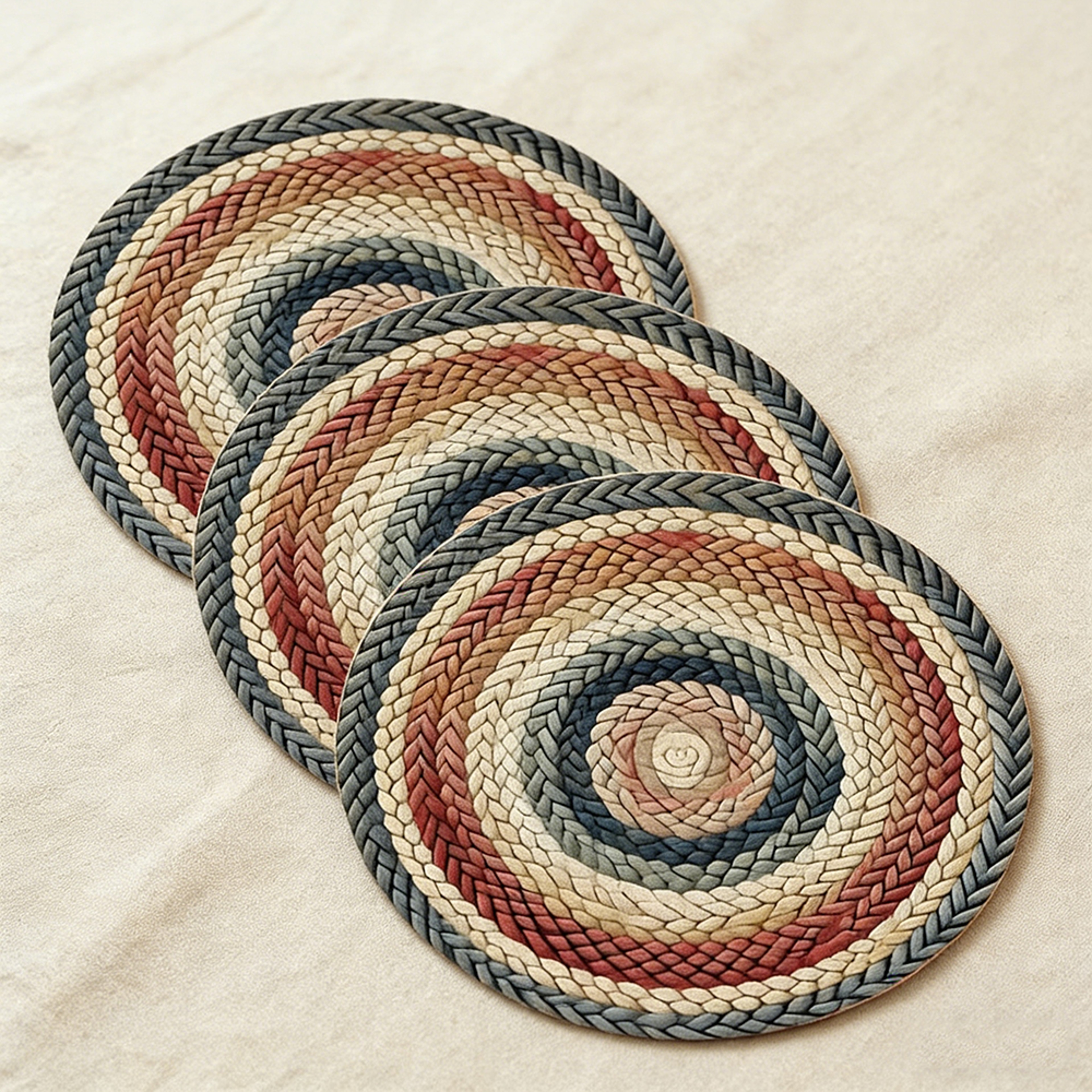 4 Piece Boho Placemats Round Woven Beige Table Mats For Farmhouse Dining  Kitchen Decor 6