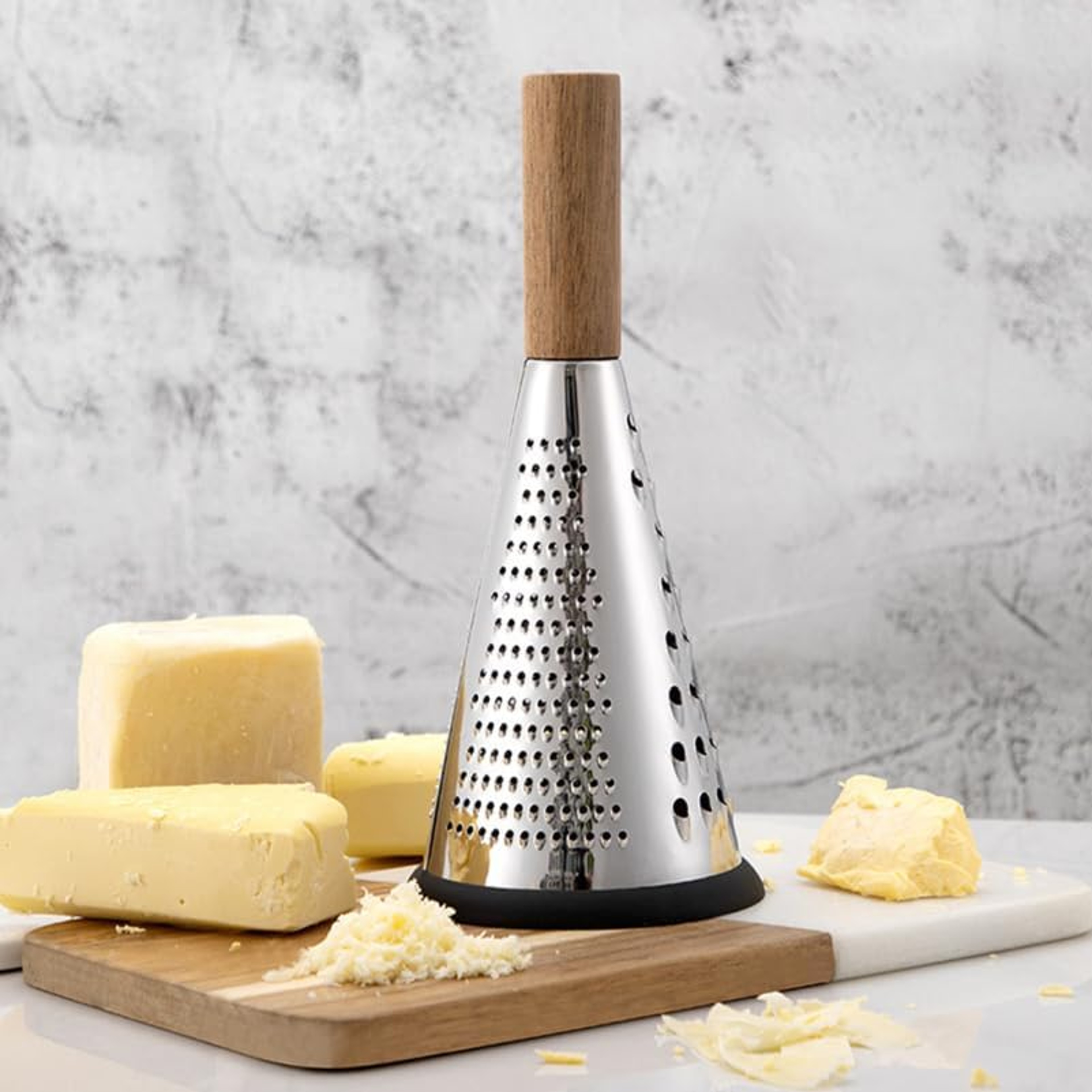 Stainless Steel Rotary Cheese Grater with Ergonomic Handle for Cheese, Vegetables & Fruits – view 7