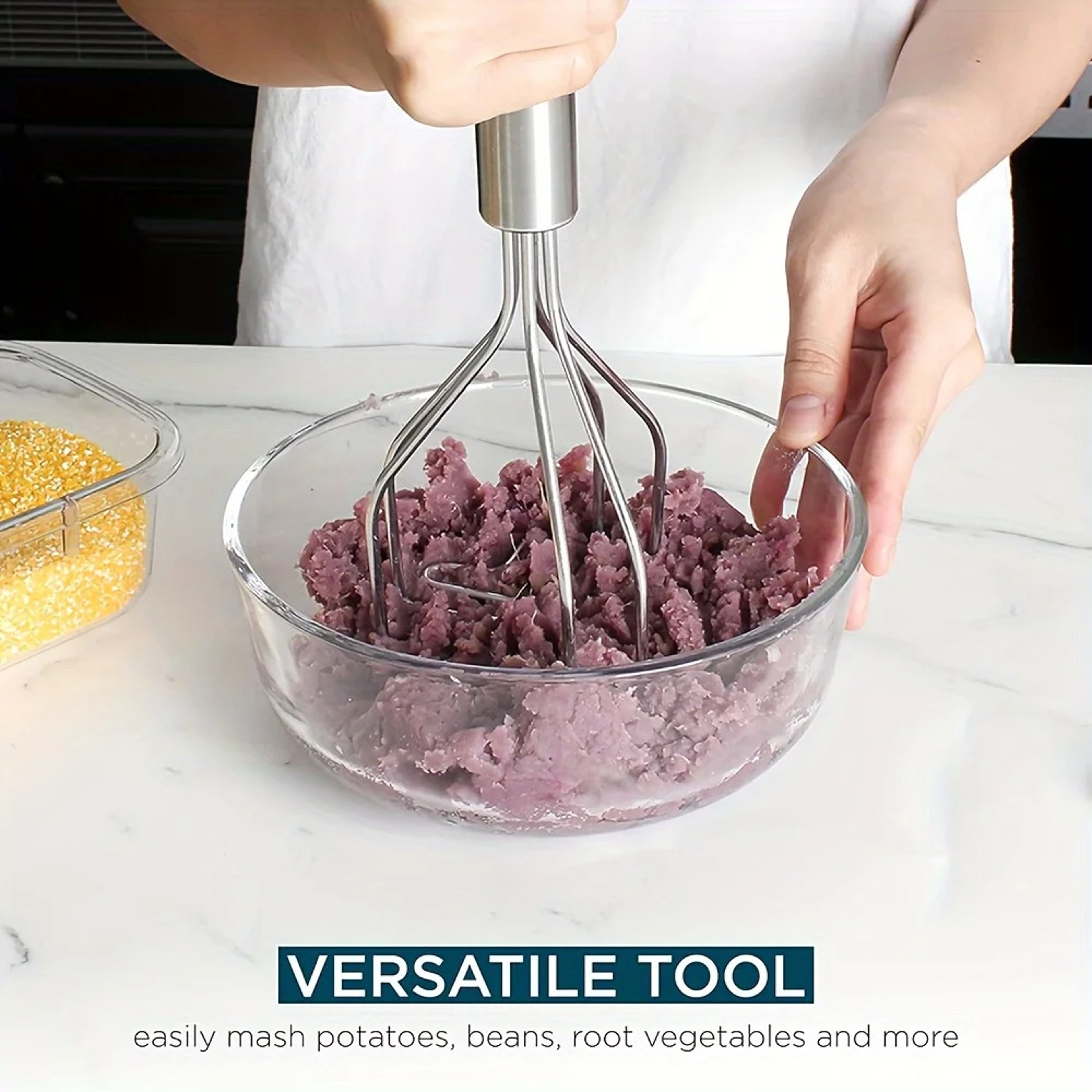 Premium Stainless Steel Potato Masher Manual Vegetable Masher For Smooth Potatoes Fruits  Baby Food 3