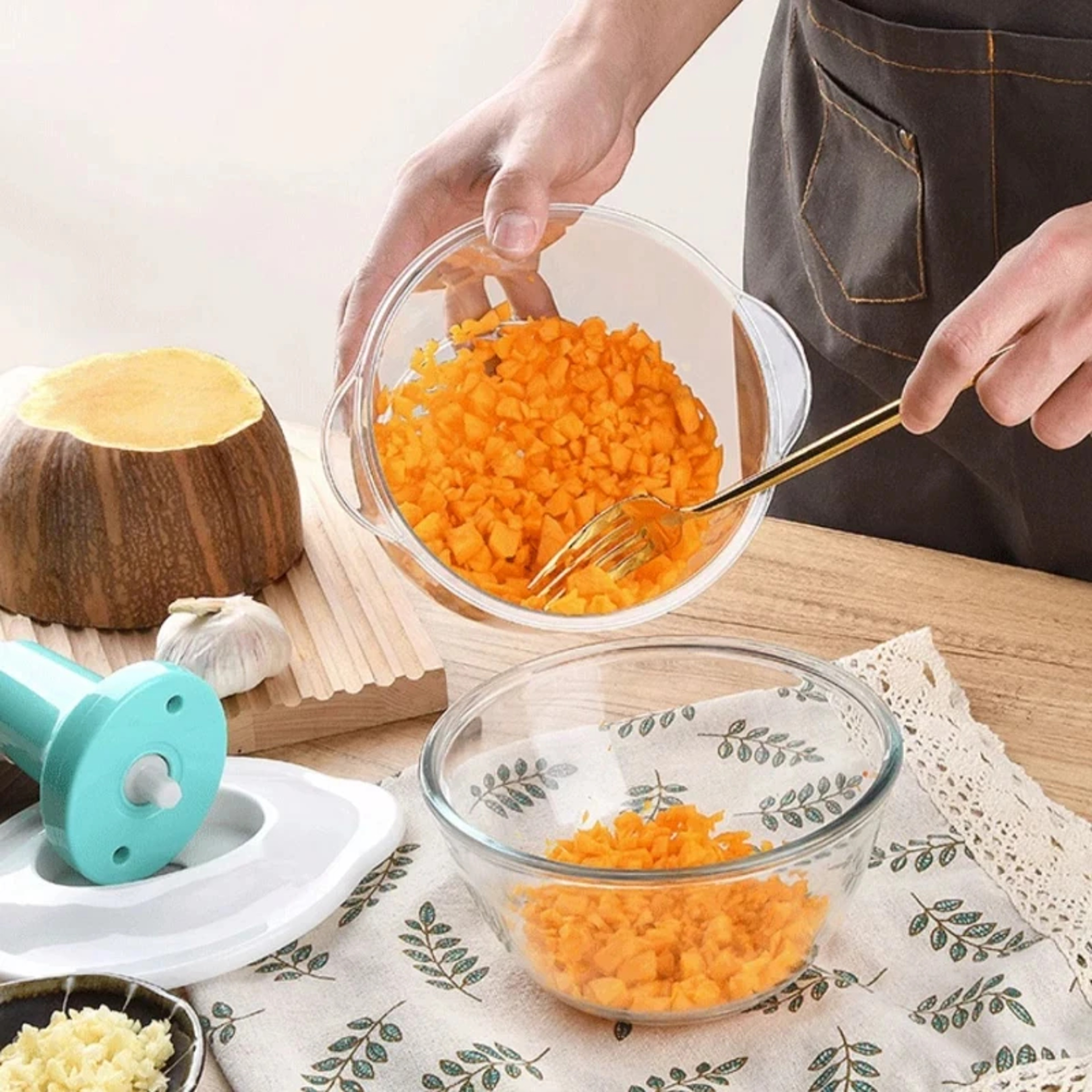 Multi Pro Garlic Chopper Manual Food Processor For Garlic Vegetables  Meat 4