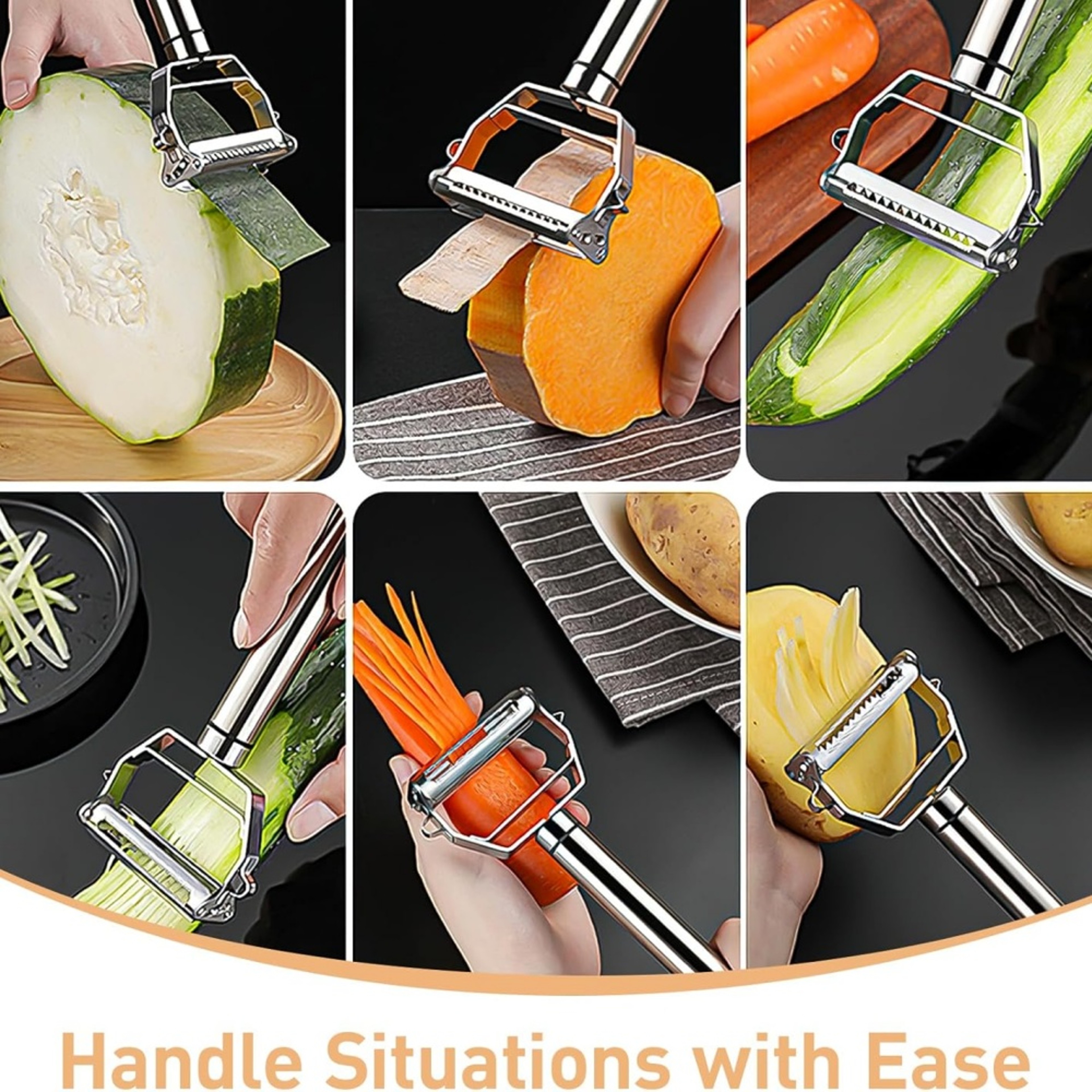 Dual Blade Vegetable Peeler  Julienne Peeler Stainless Steel Kitchen Tool 4