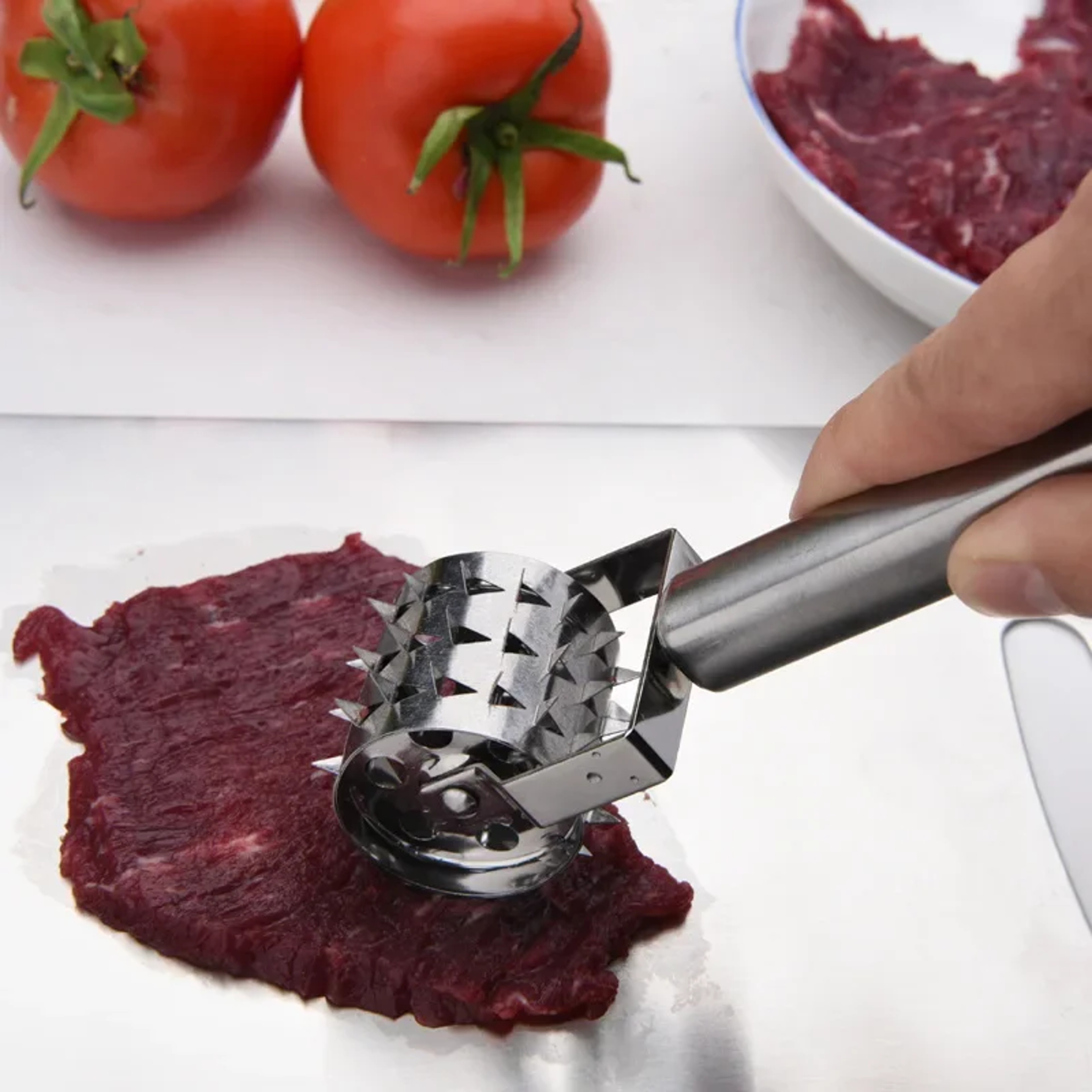 Stainless Steel Meat Tenderizer Roller Hammer For Steak Pork And Chicken 2