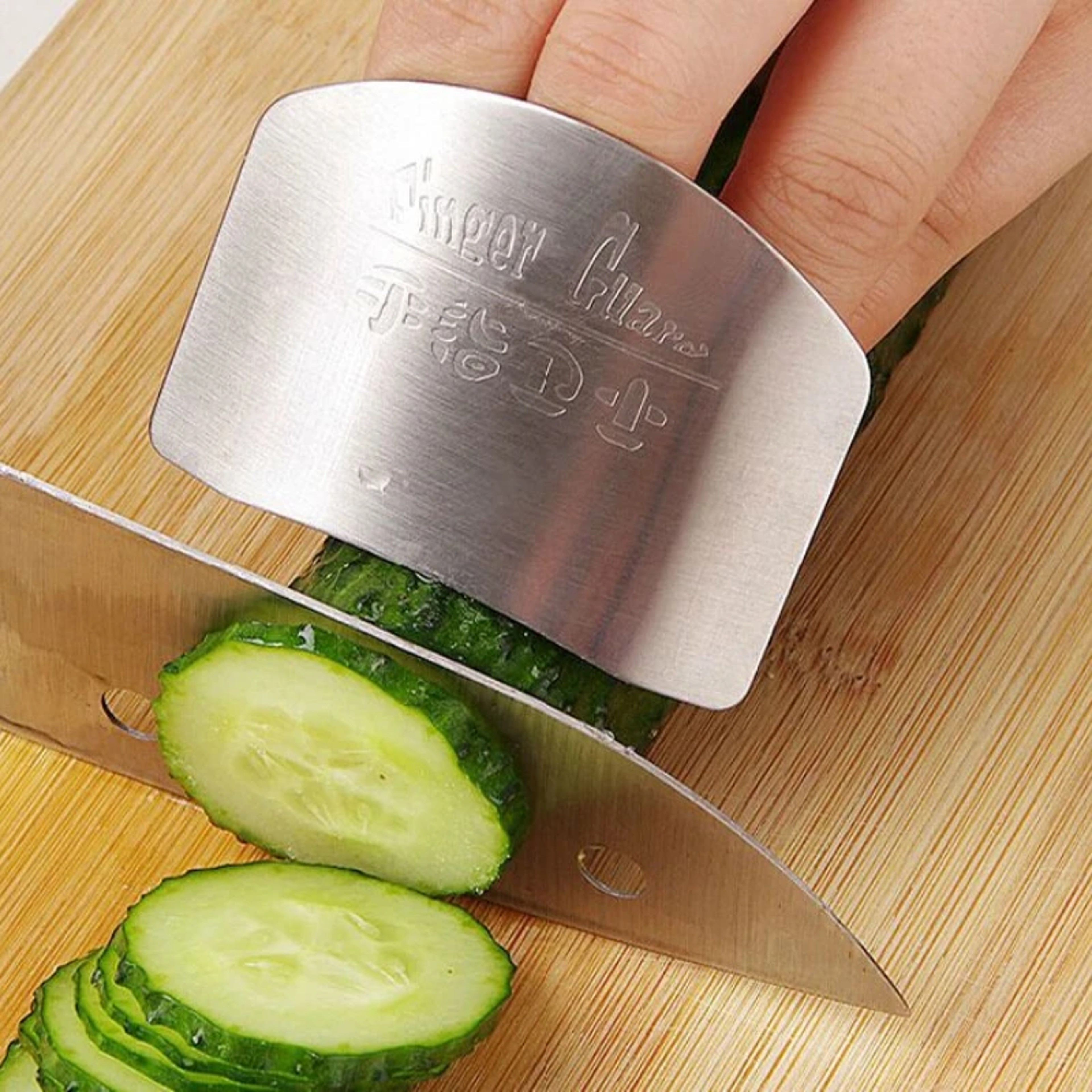 Stainless Steel Finger Guard for Cutting Reusable Kitchen Finger Guard for Safe Slicing & Chopping – view 1