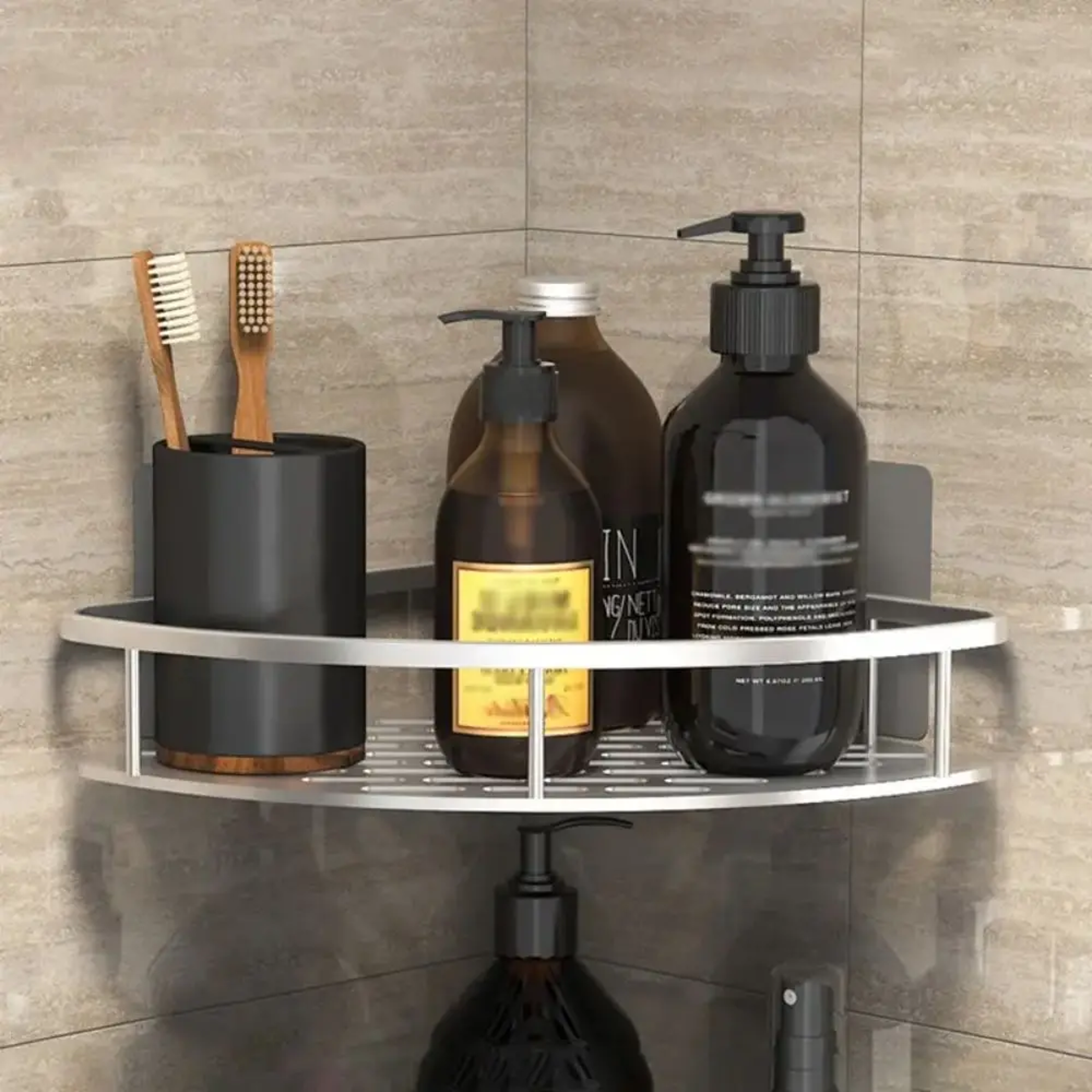 Shampoo organizer for bathroom wall
