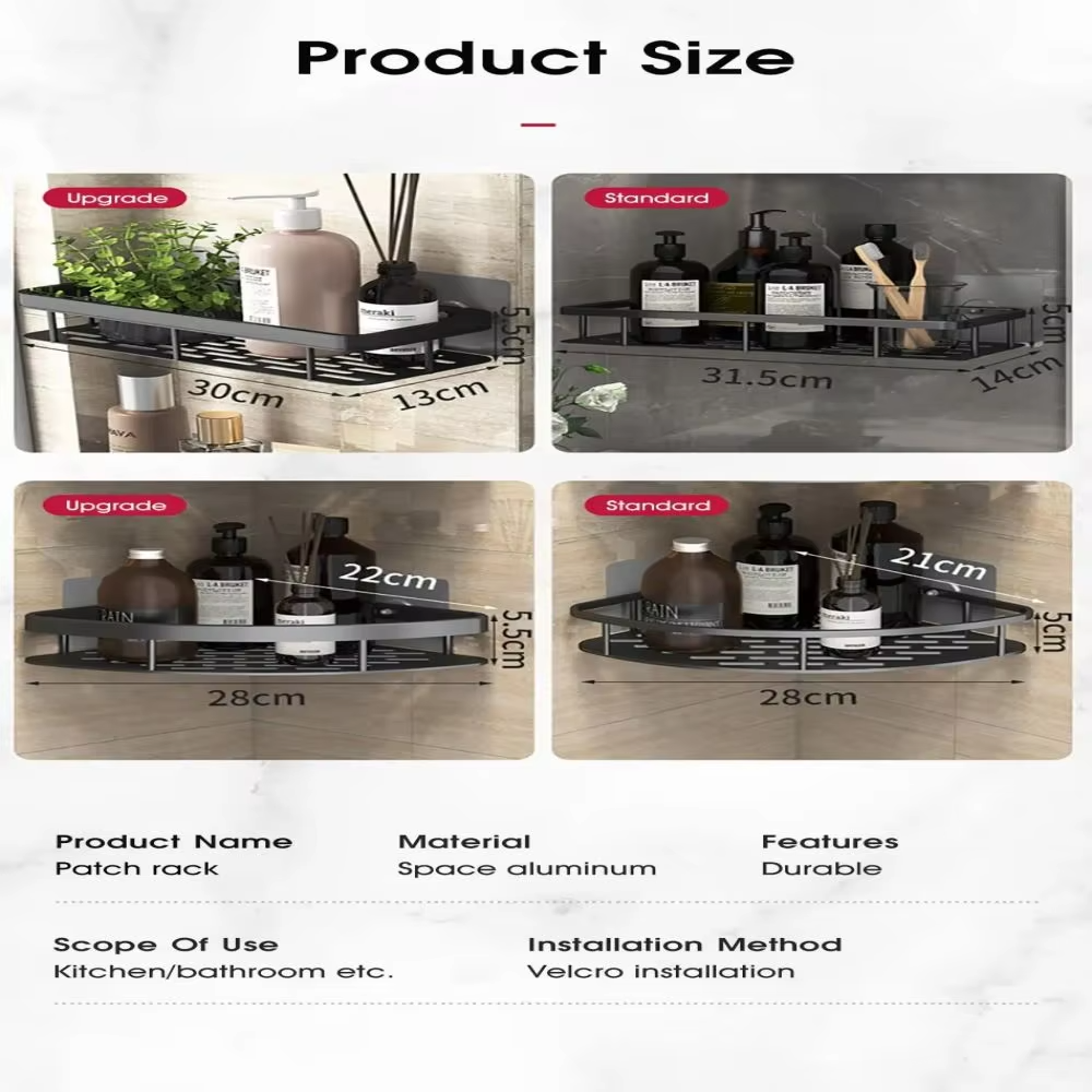 Bathroom Storage Rack No Drill Shelves Wall Mount Corner Shelf Shower Holder For Shampoo Organizer Bathroom Accessories – view 6