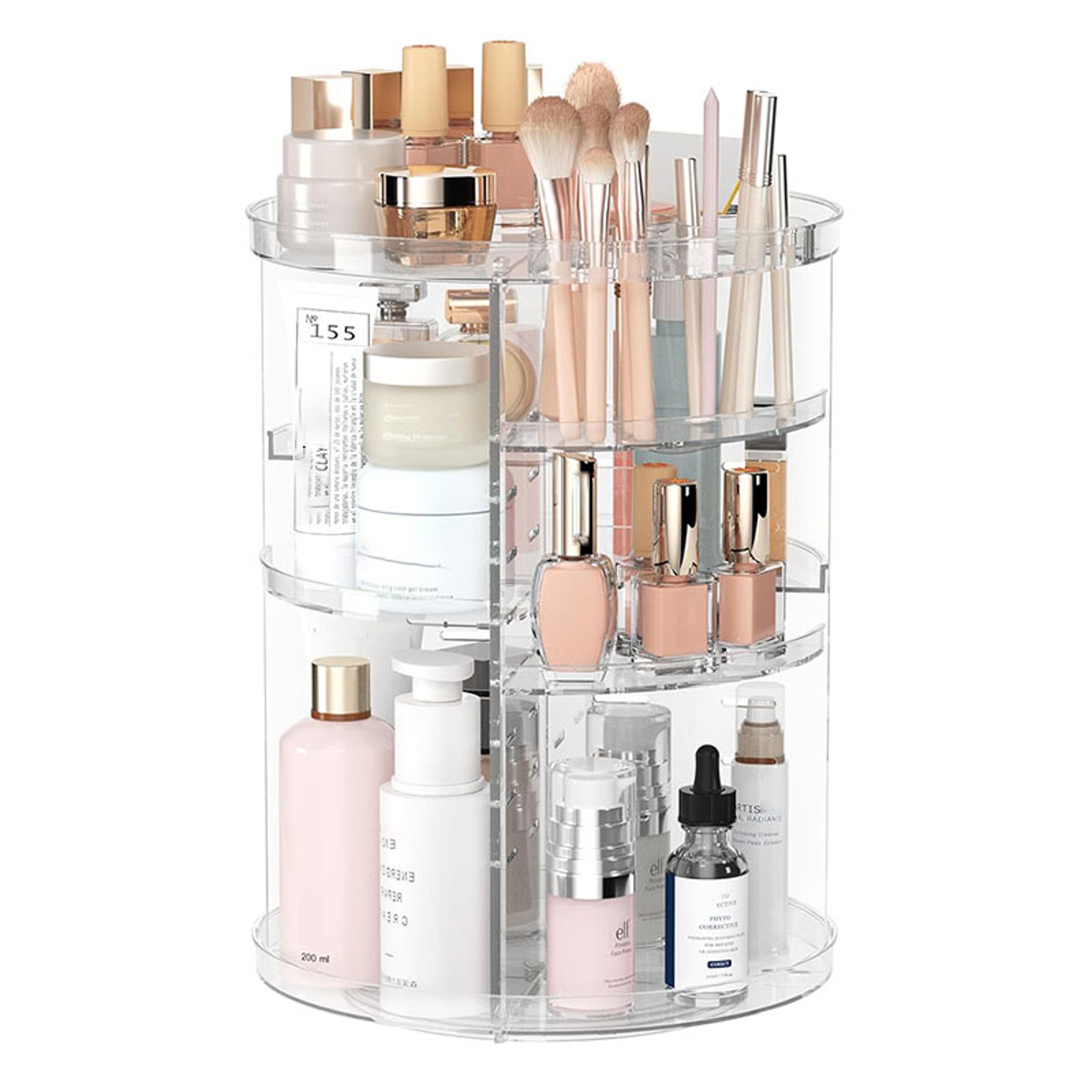 360° Rotating Makeup Organizer, Cosmetic Display Case with Brush Holder & Perfume Tray Storage Carousel for Vanity – view 7