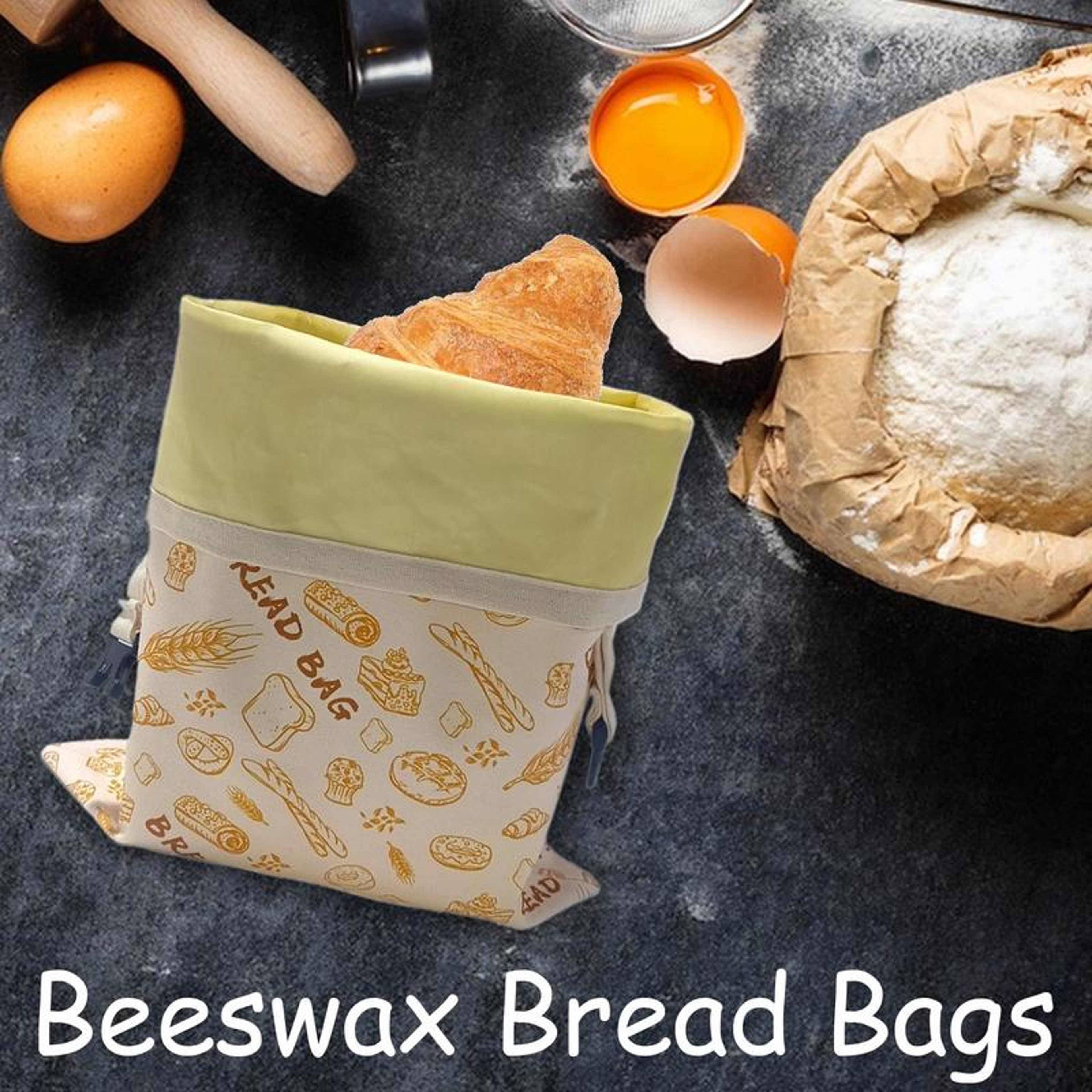 Reusable Beeswax Bread Bag, Food Storage Bag to Keep Freshness for Days, Loaf Container for Bakery, Food Preservation – view 3