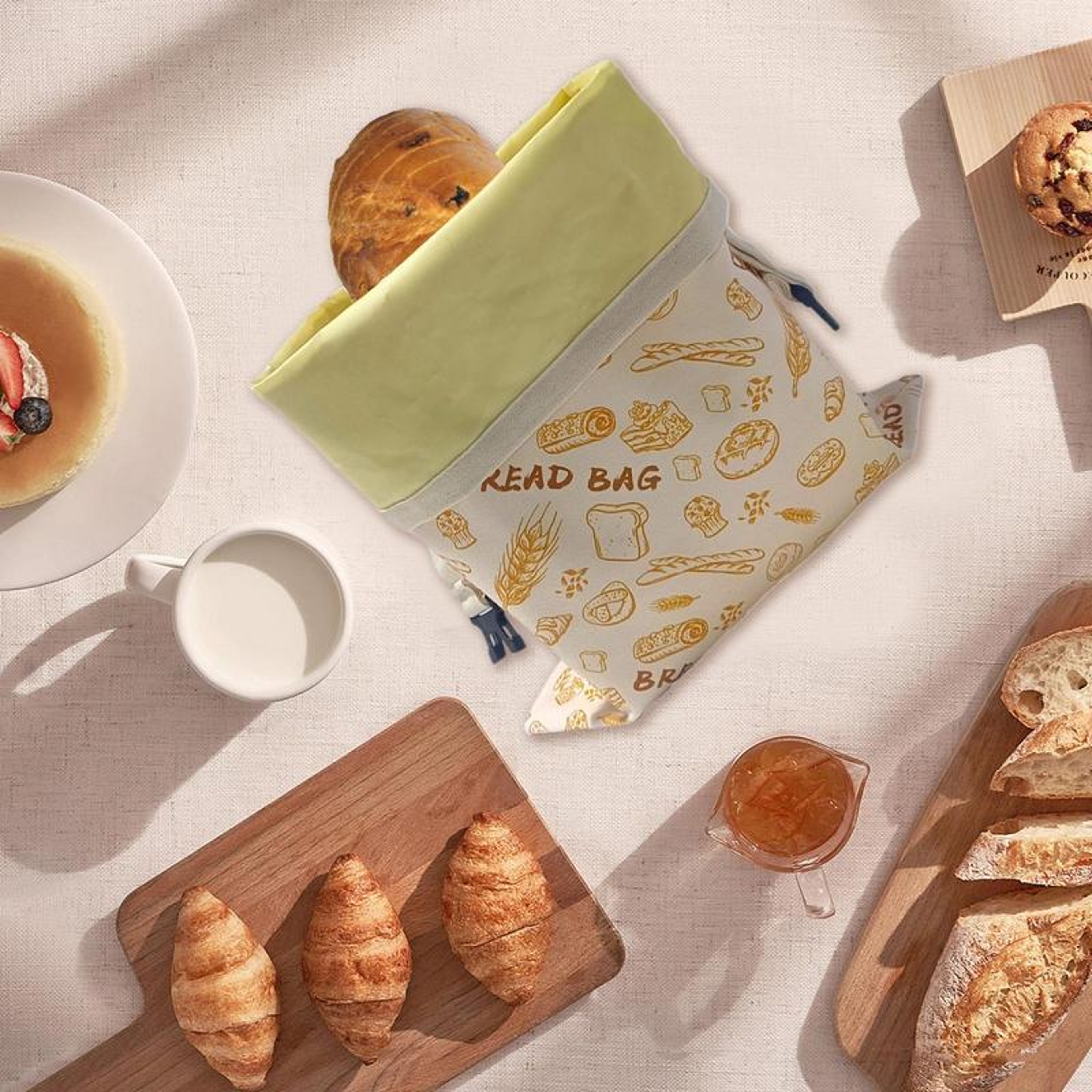 Reusable Beeswax Bread Bag, Food Storage Bag to Keep Freshness for Days, Loaf Container for Bakery, Food Preservation – view 4