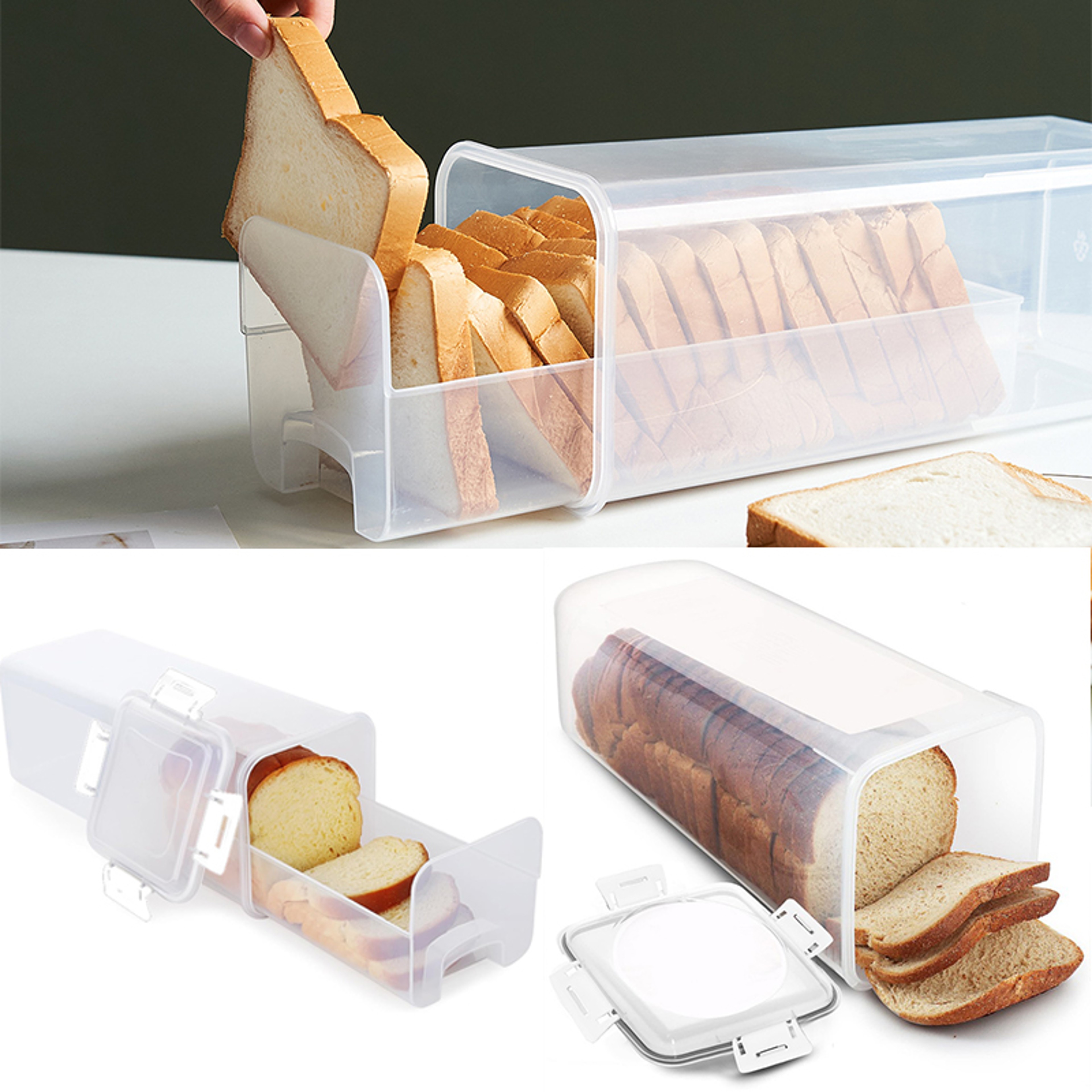 Clear Airtight Bread Box, Tall Bread Loaf Container for Homemade Bread, Sandwich Bread Holder, Kitchen Storage Saver – view 1