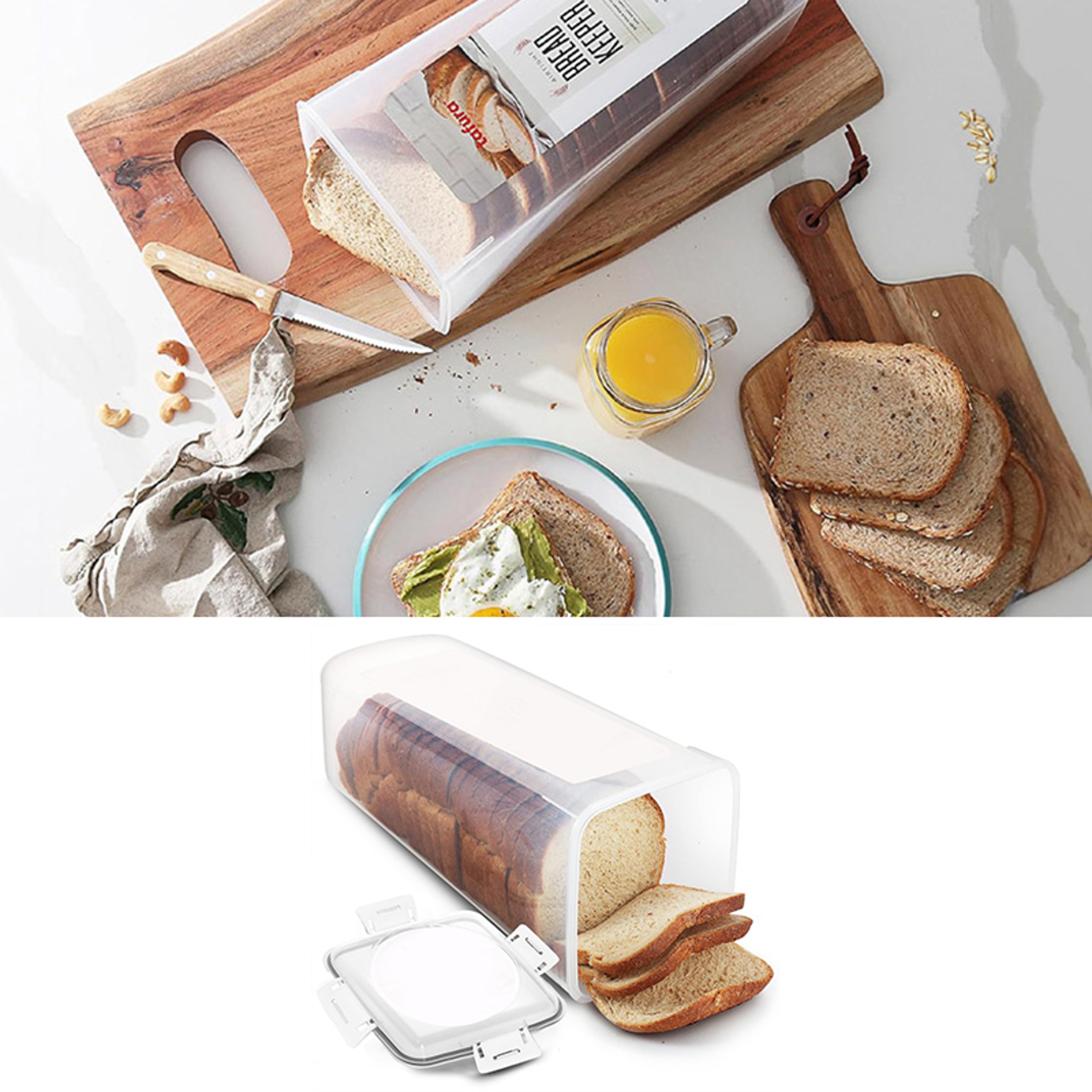 Clear Airtight Bread Box, Tall Bread Loaf Container for Homemade Bread, Sandwich Bread Holder, Kitchen Storage Saver – view 2