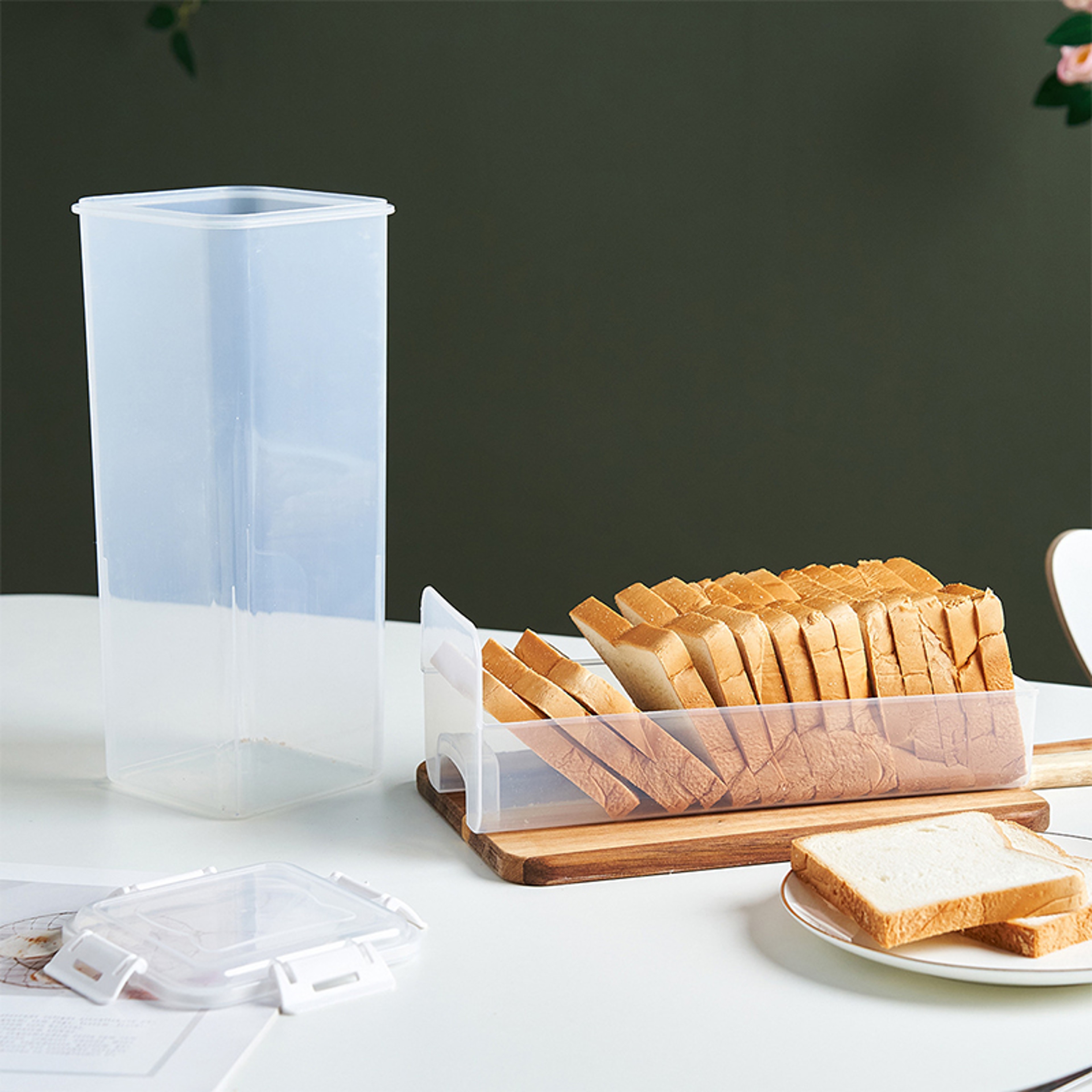 Clear Airtight Bread Box, Tall Bread Loaf Container for Homemade Bread, Sandwich Bread Holder, Kitchen Storage Saver – view 3