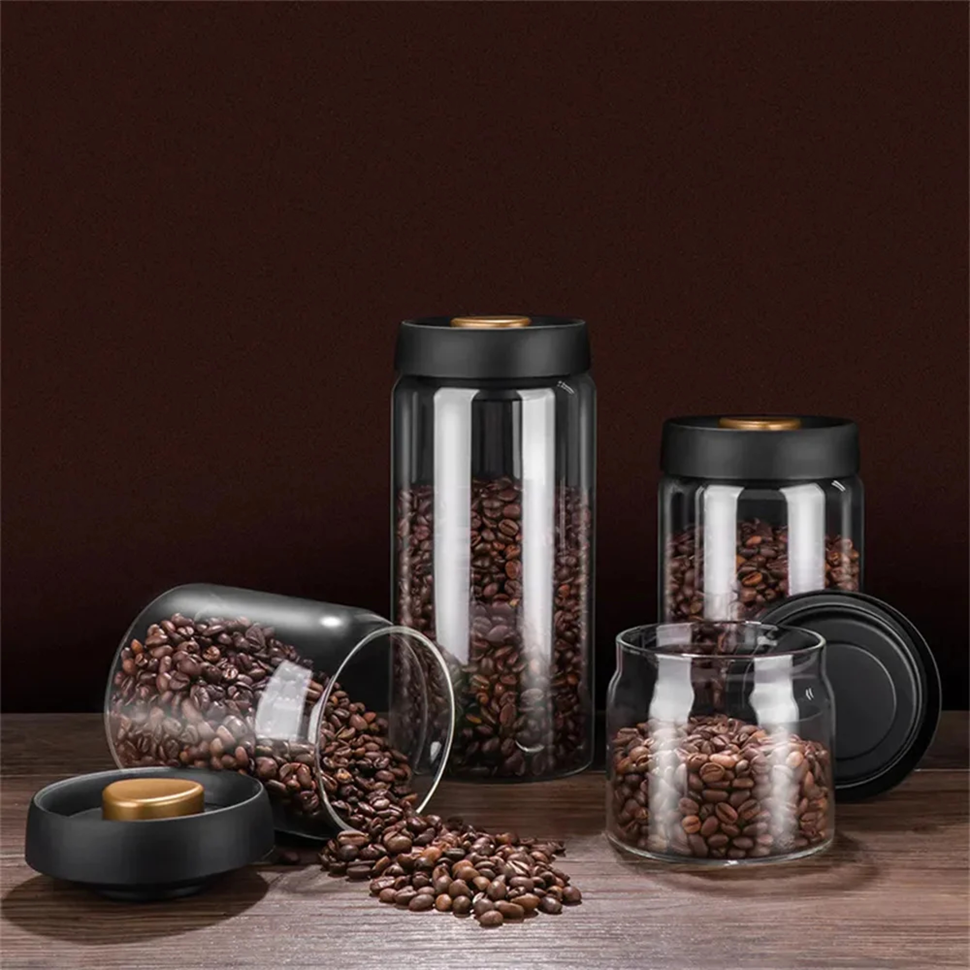 Coffee Beans Vacuum Sealed Tank, Airtight Glass Food Storage Jar for Household Kitchen Moisture-Proof, Air Extraction – view 4