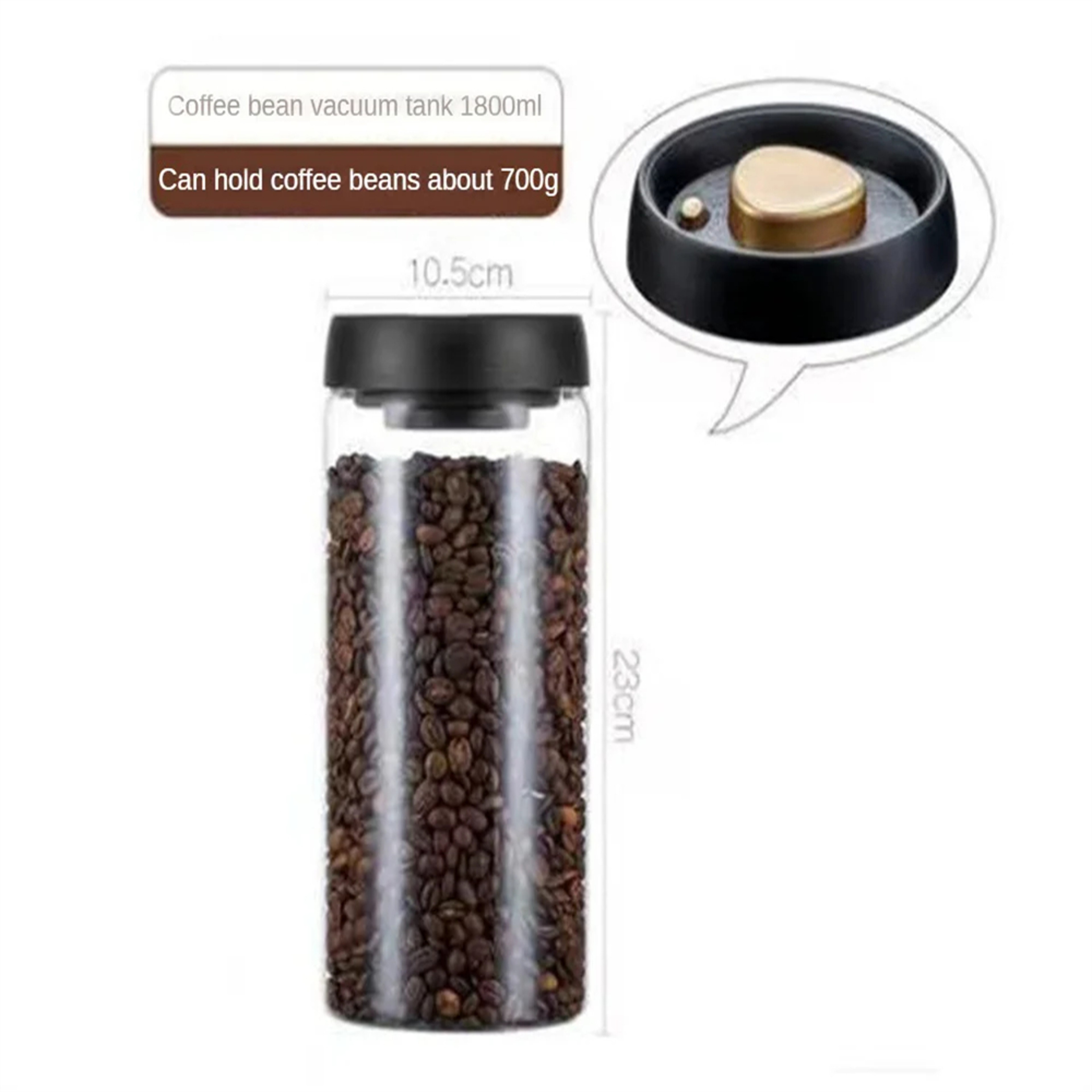Coffee Beans Vacuum Sealed Tank, Airtight Glass Food Storage Jar for Household Kitchen Moisture-Proof, Air Extraction – view 6