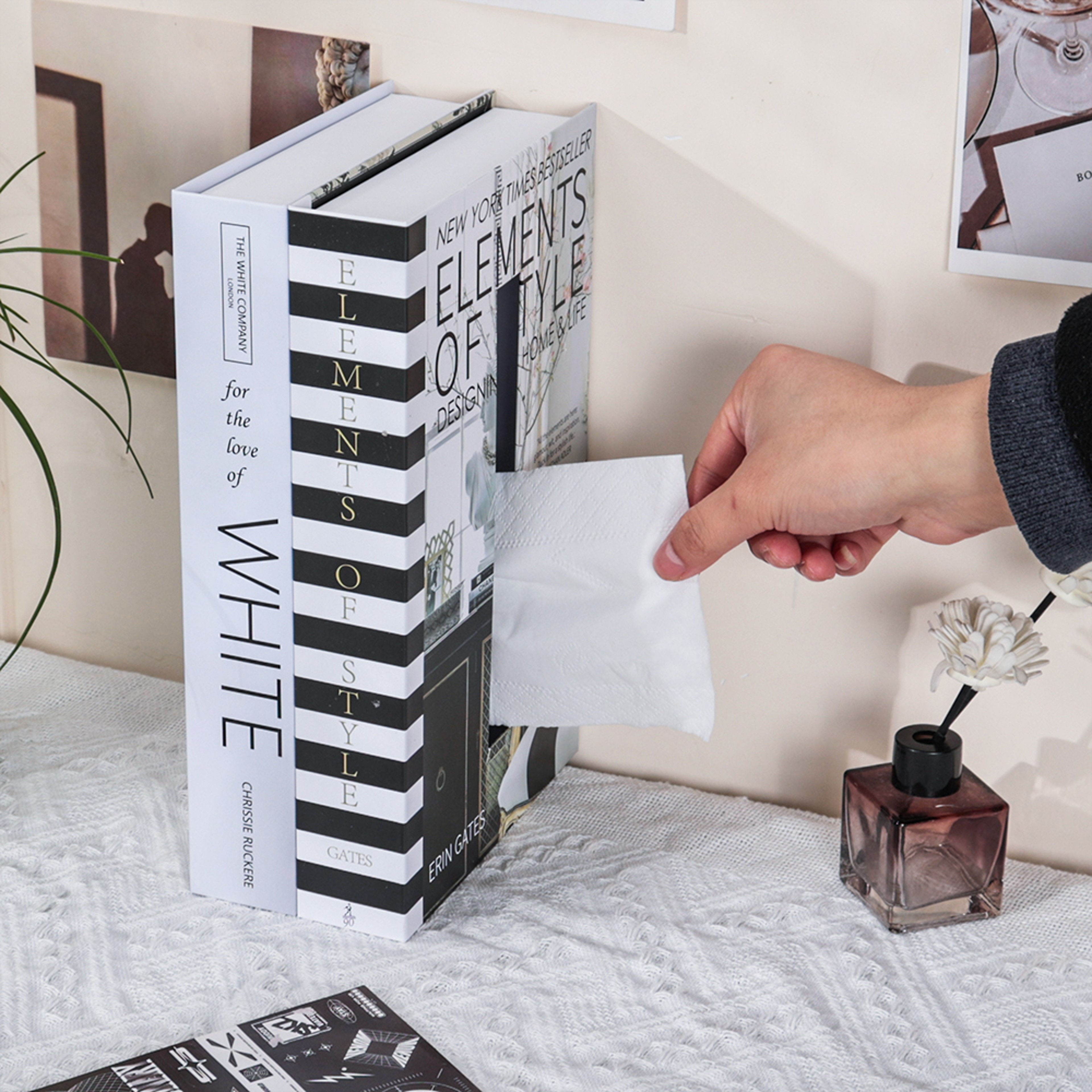 Luxury Book Style Tissue Box Cover, Elegant Napkin Holder Case for Home, Hotel, Office Decor – view 4