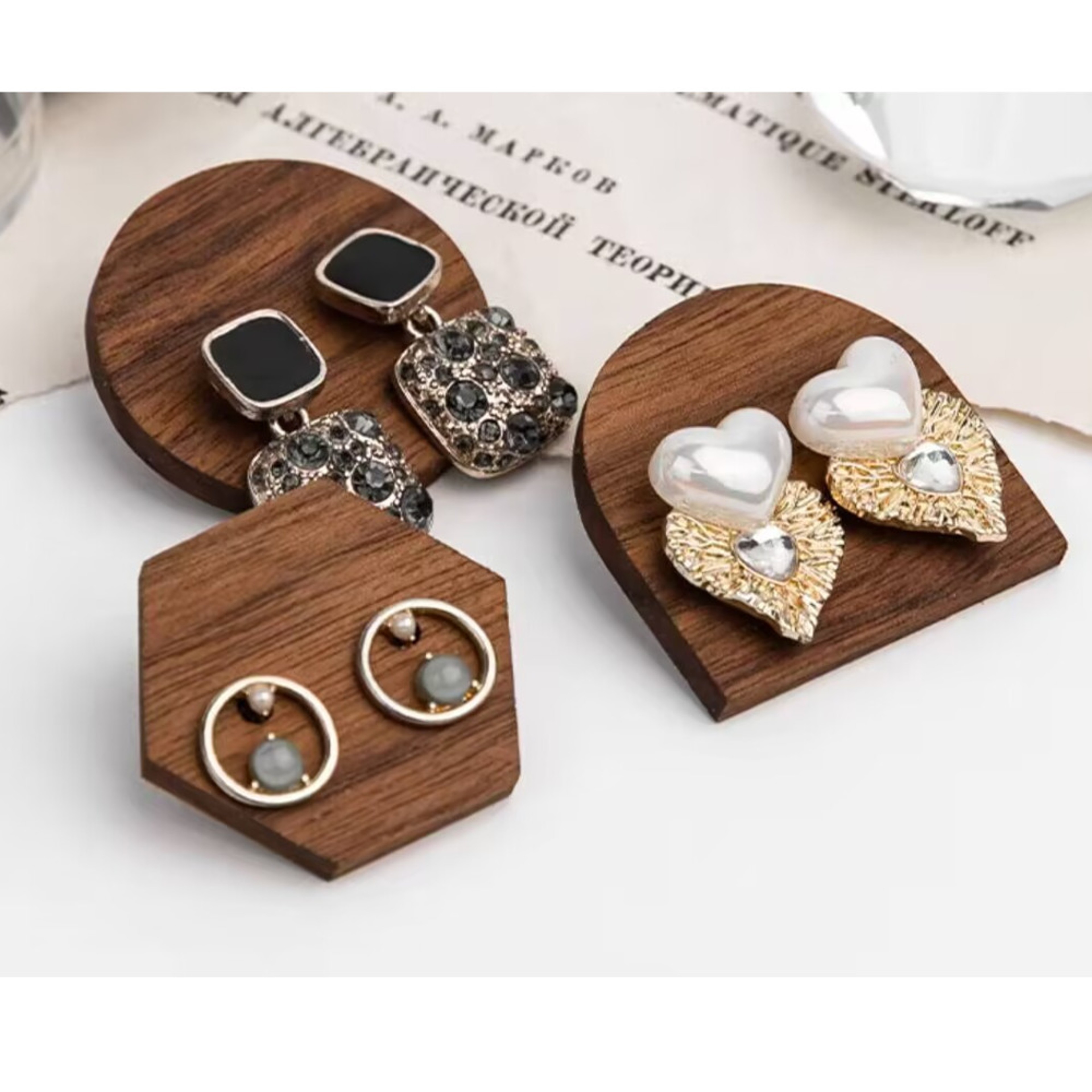 Black Walnut Earring Stud Display Cards, Solid Wood Jewelry Display Shelf for Ear Nails Earrings, Wooden Earring Storage – view 5