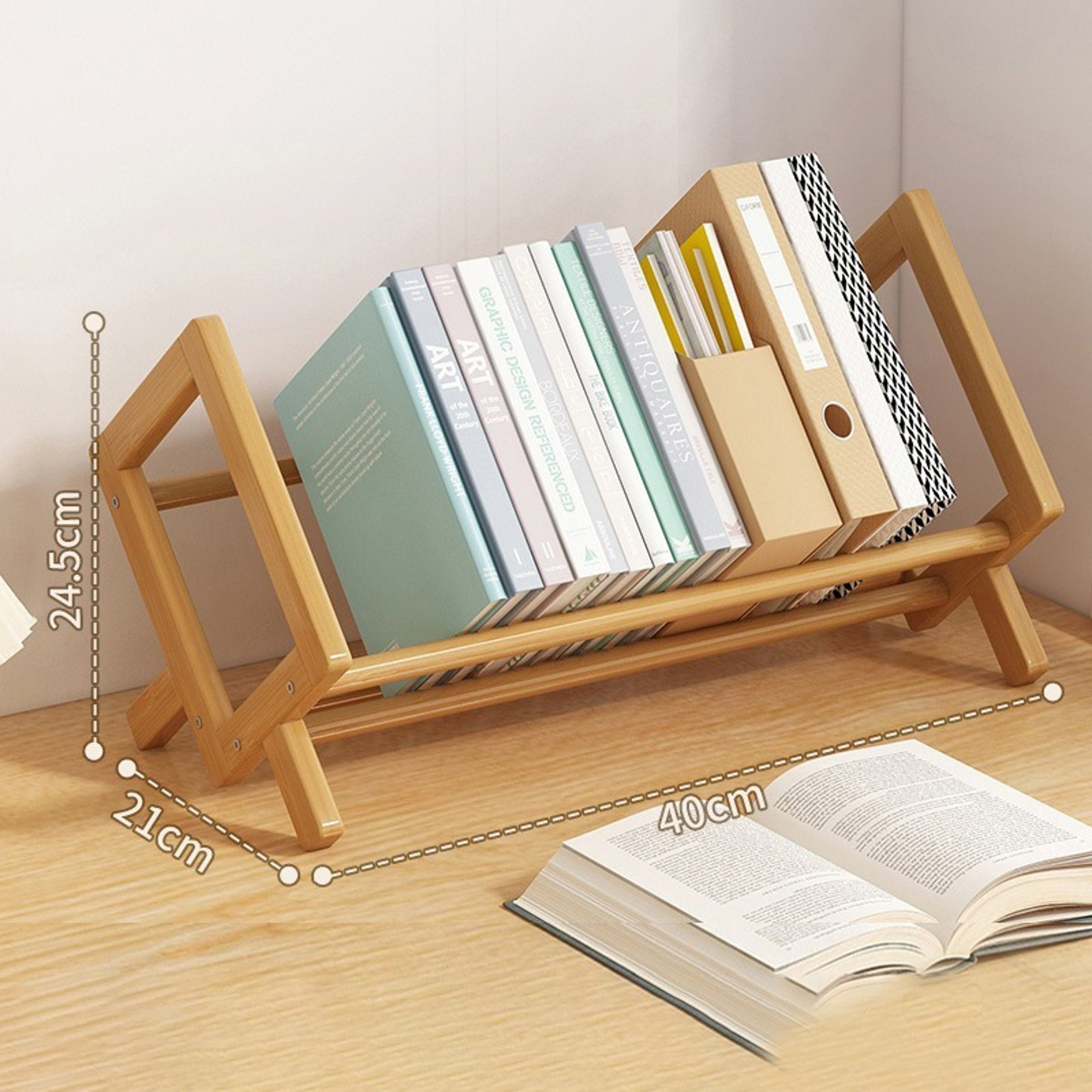 Desktop Bookshelf Organizer Bamboo Office Document Magazine Storage Shelf For Student Economy Stand
