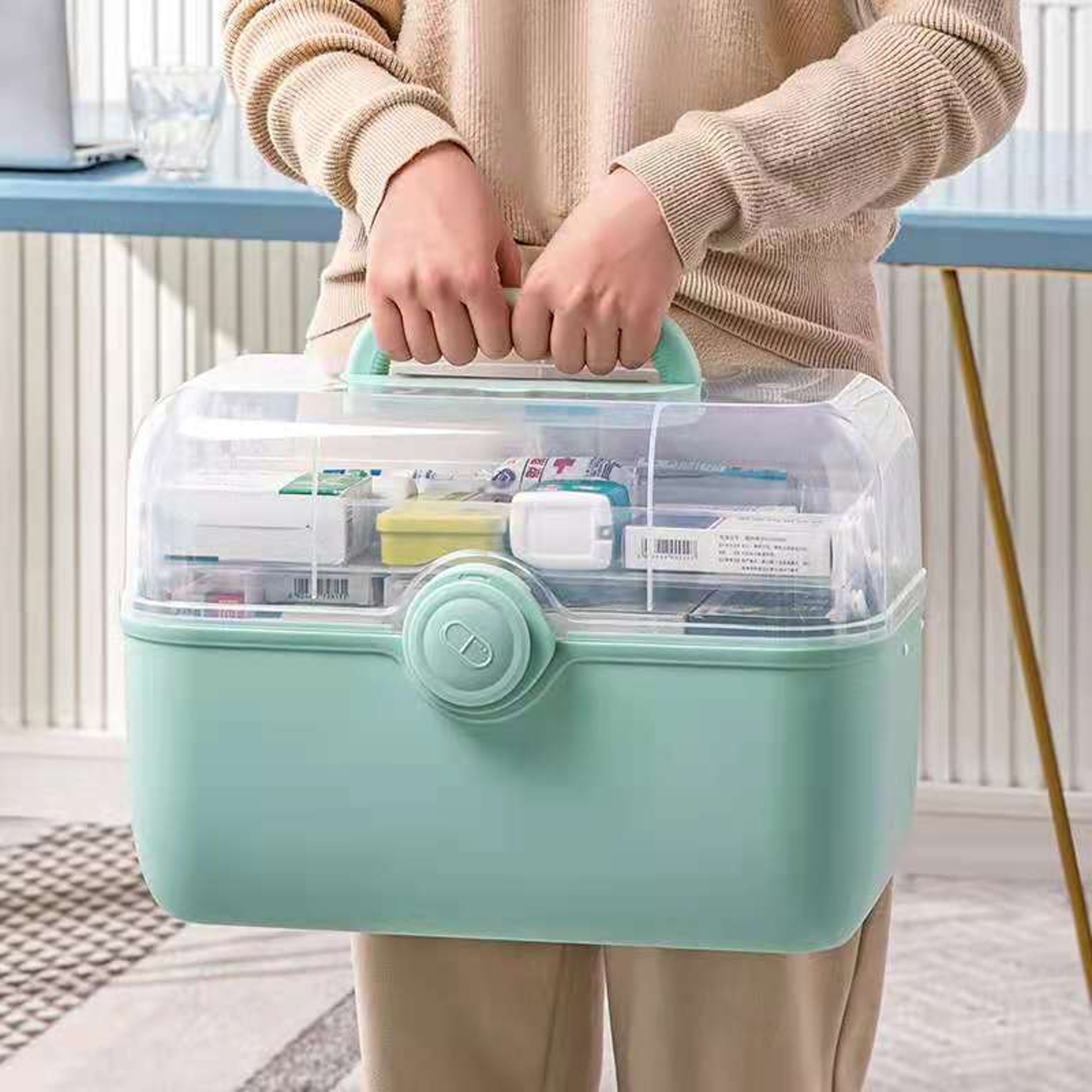 Large Capacity Family Medicine Organizer Box, Portable First Aid Kit & Plastic Medicine Storage Box for Home Organizing – view 1