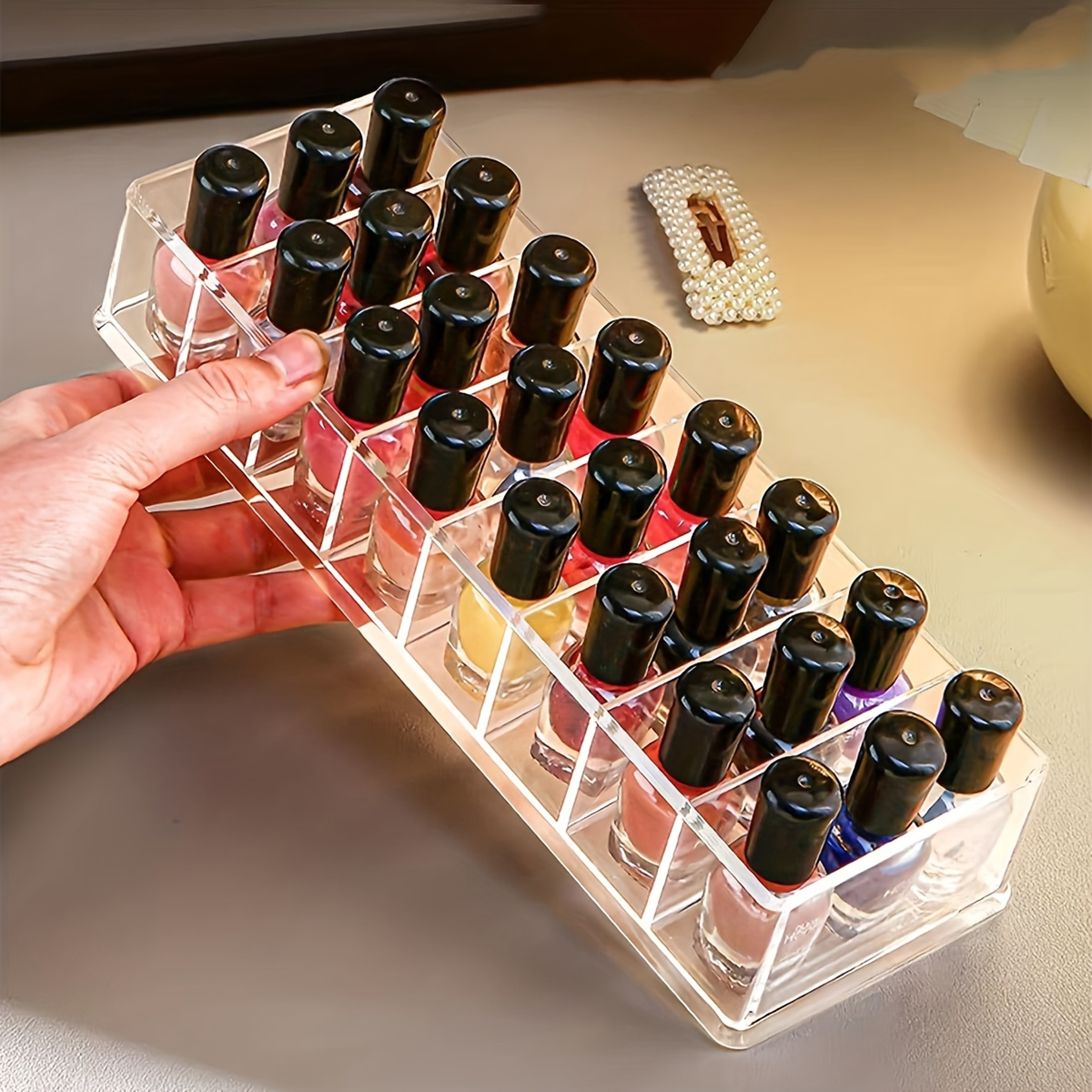Acrylic Nail Polish Organizer, Clear Display Rack for Cosmetic Storage, Durable & Easy to Clean Nail Studio Props – view 2