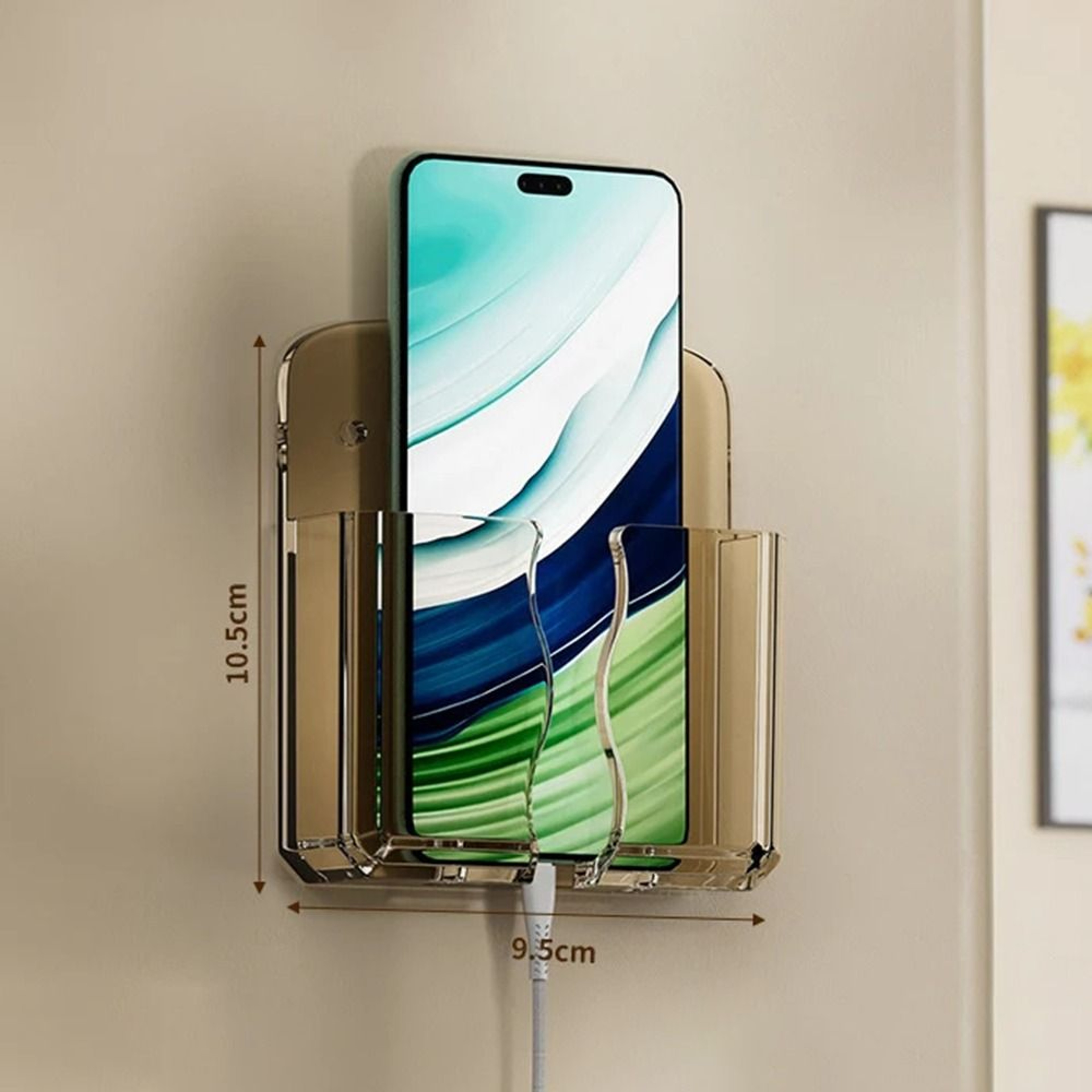 Durable Non-Perforated Wall Mounted Remote Controller Holder, Hanging Stand for Air Conditioner Remote, Phone Charging – view 7