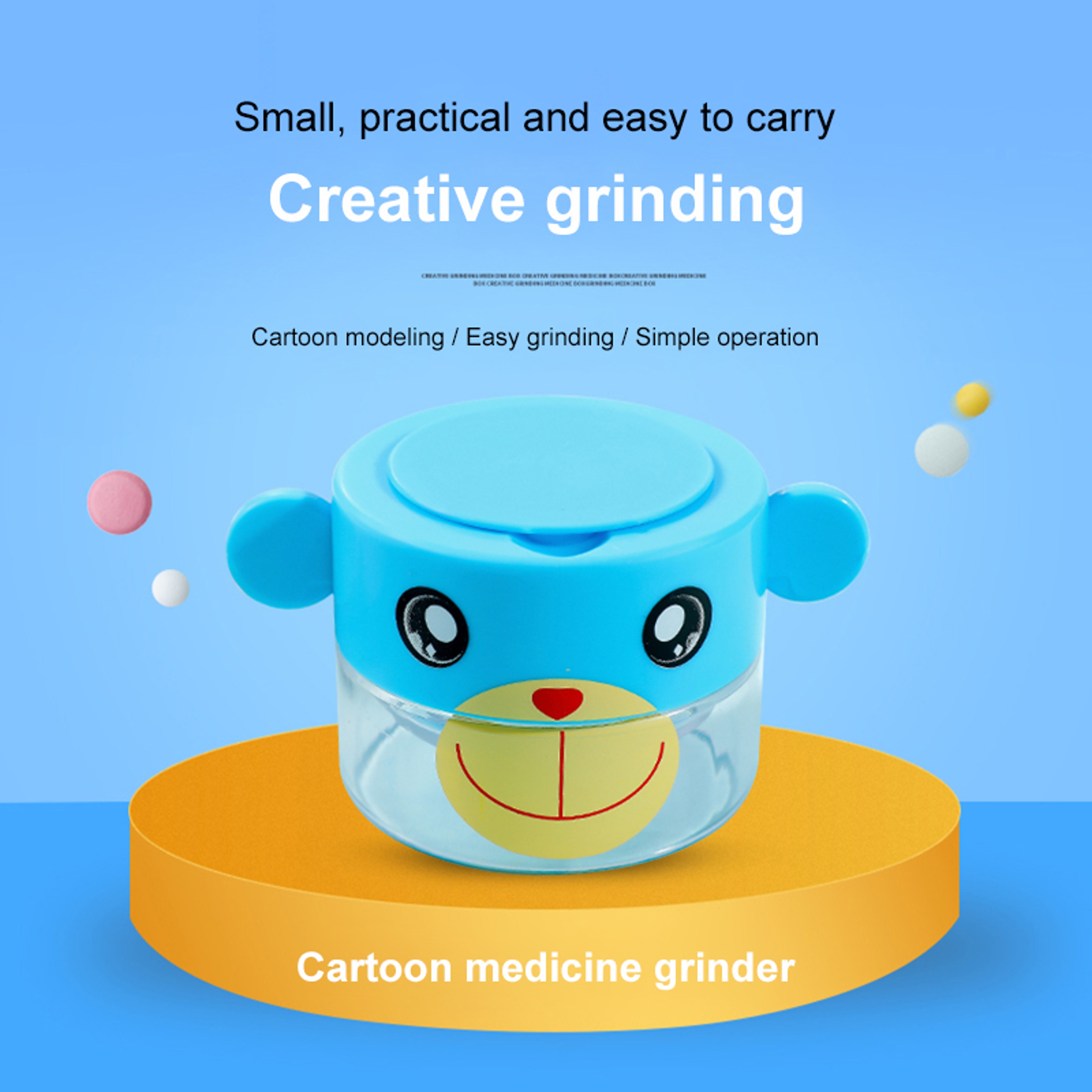 Cartoon Pill Grinder Pulverizer Portable Tablet Crusher Medicine Dispenser Storage Container 3