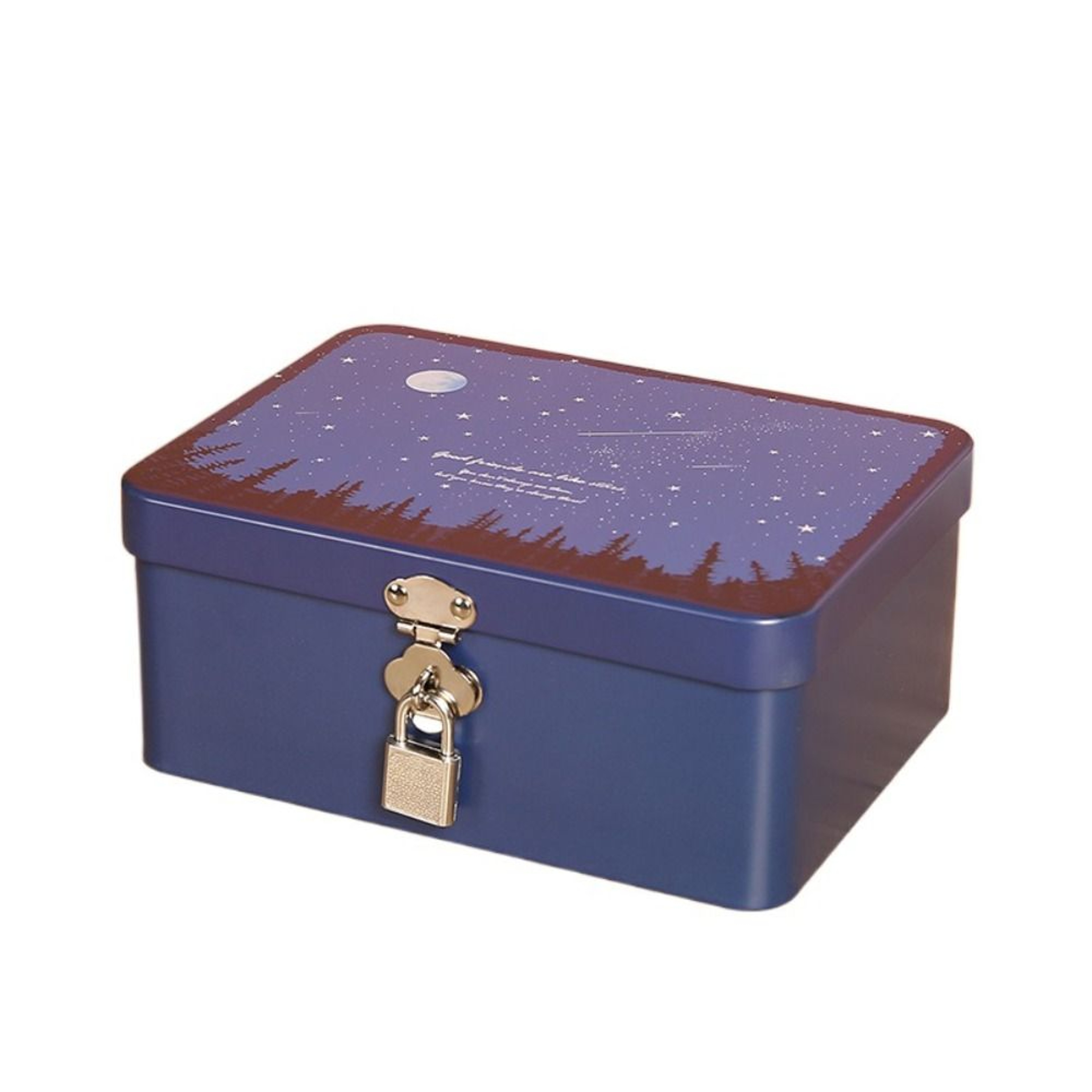 Vintage Large Capacity Tinplate Box with Lock Key, Desktop Storage Case for Jewelry, Sweets, Keepsakes – view 8
