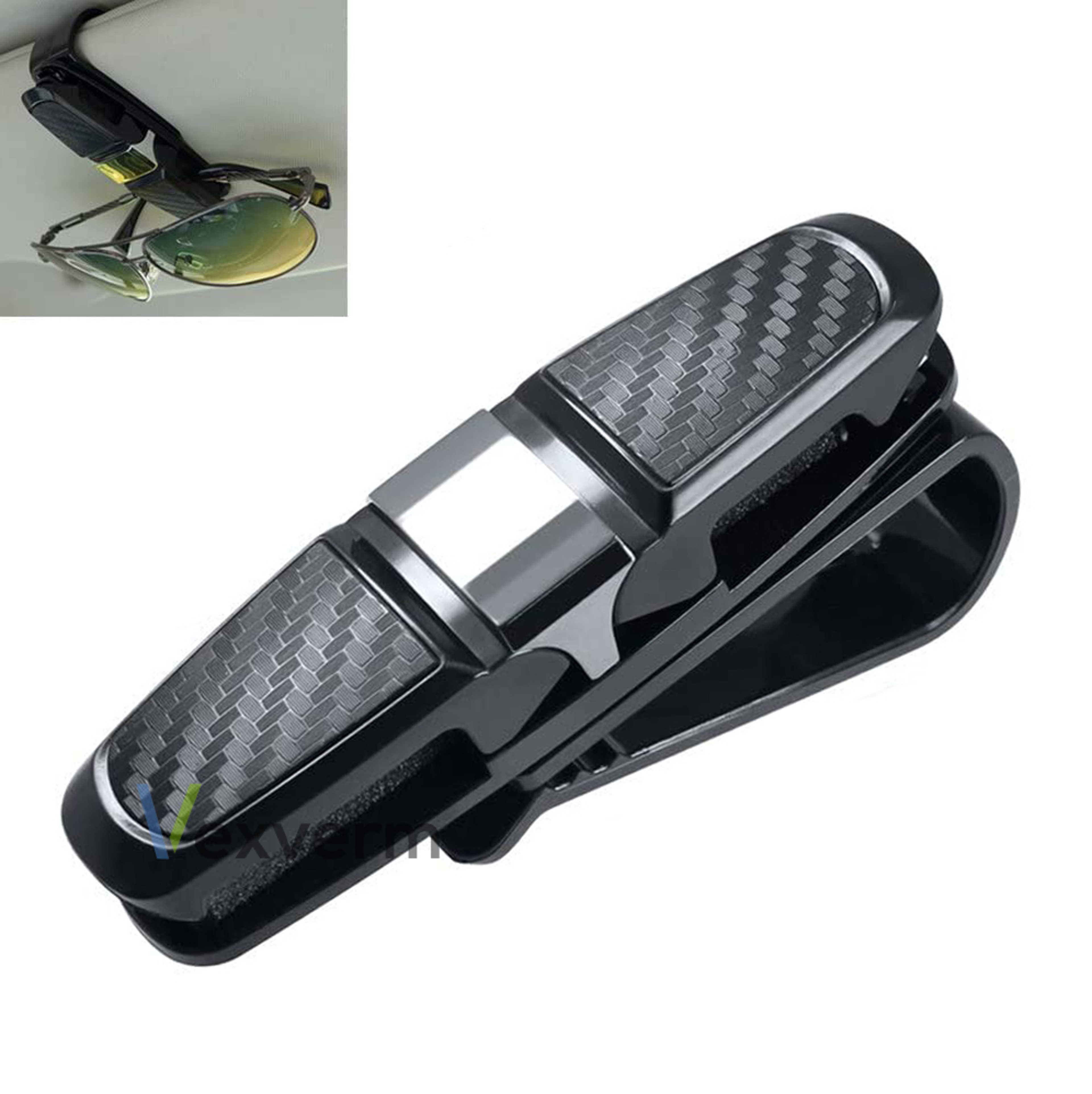 Vexverm Car Glasses Holder, Portable ABS Sunglasses Clip for Sun Visor, Universal Eyeglasses Case, Ticket, Card Clamp – view 8